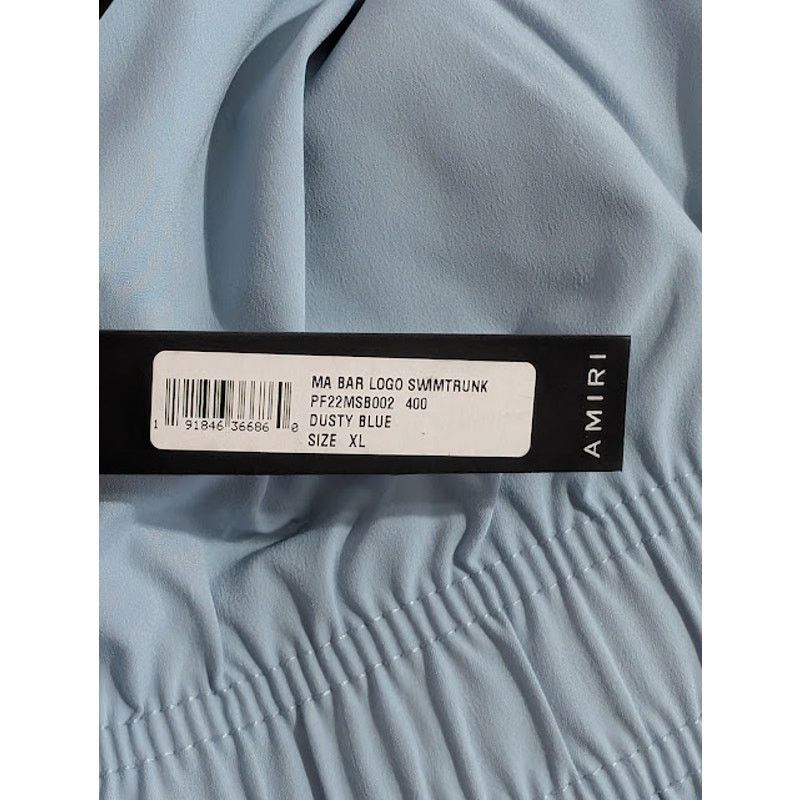 Amiri o1rshd1 MA Bar Logo SwimTrunk in Dusty Blue Size US 36 / EU 52 - 18 Thumbnail