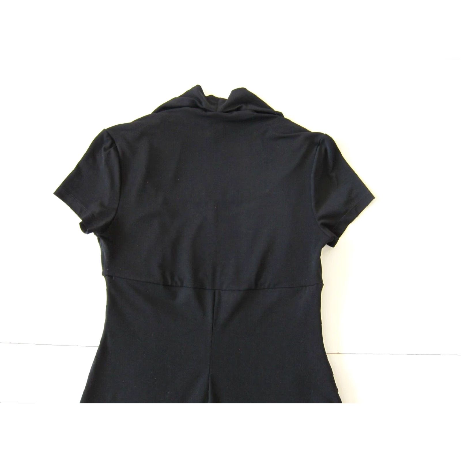 Vintage VINTAGE En Focus Studio Black Purple Stretch Pleated Short Sleeve A-Line Shift Dress 6 Size 28" / US 6 / IT 42 - 4 Thumbnail