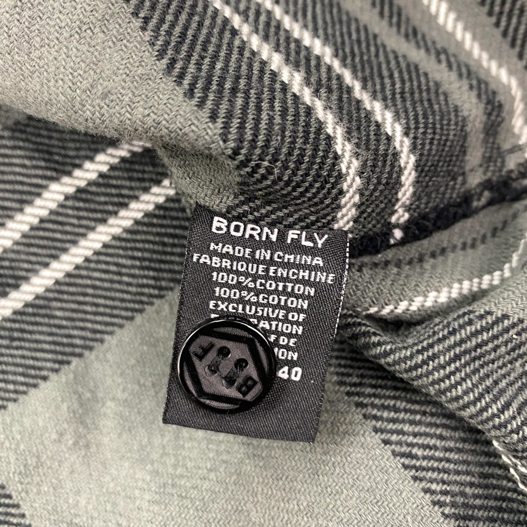 Born Born Fly Flannel Shirt Mens XL Green Black Plaid Long Sleeve Button-Up with Elbow Patches Size US XL / EU 56 / 4 - 7 Thumbnail