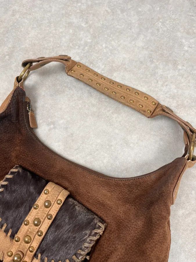 Roberto Cavalli AW2008 Cavalli Brown Pony Hair Studded Leather Handle Bag Size ONE SIZE - 5 Thumbnail