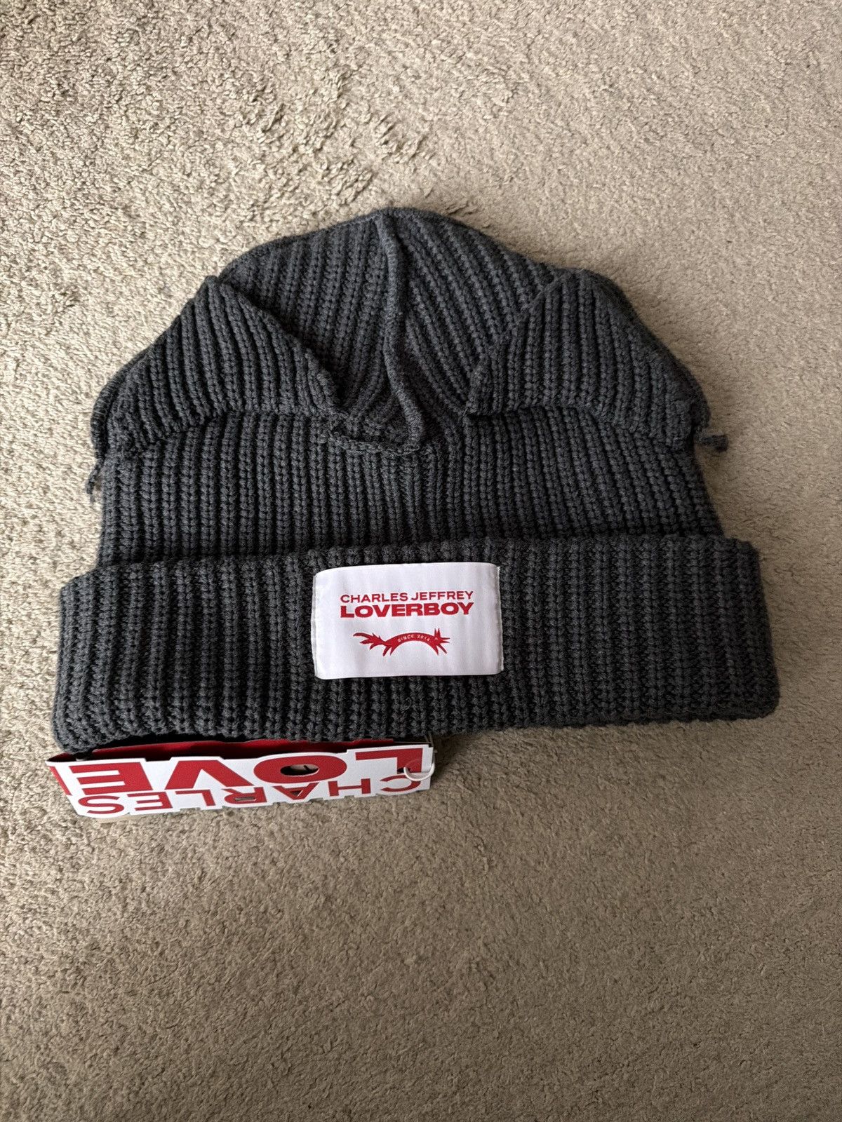 Charles Jeffrey LOVERBOY Charles Jeffrey Loverboy Gray Supersized Chunky Ears beanie Size ONE SIZE - 1 Thumbnail
