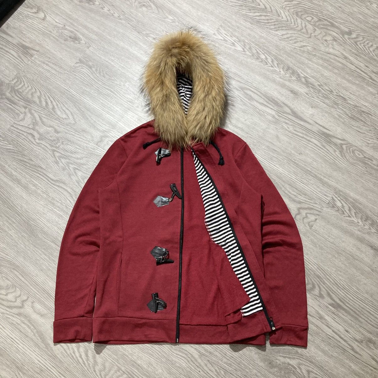 Japanese Brand 2000s Sematic Design Duffle Ziphoodie Fur Red Maroon Lgb Size US M / EU 48-50 / 2 - 6 Thumbnail