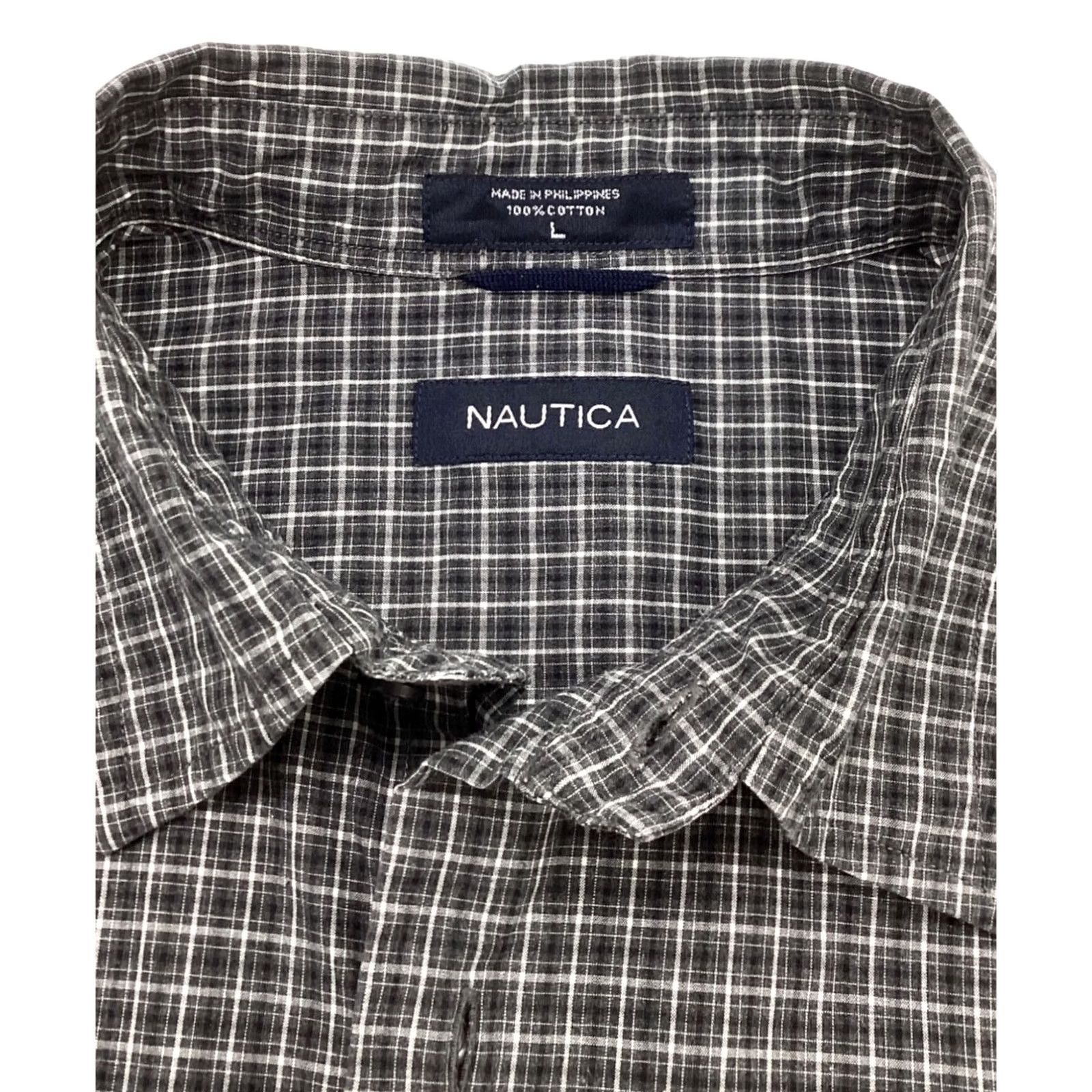 Nautica NAUTICA Checkered Shirt Gray Men L Button-Up Size US L / EU 52-54 / 3 - 3 Thumbnail