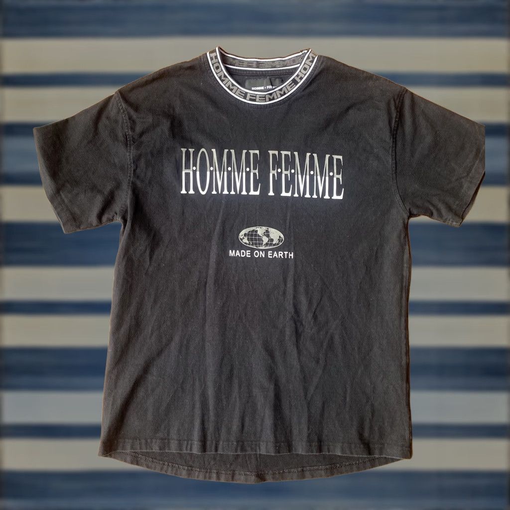 Vintage Homme + Femme Made on Earth T-Shirt Small Black Streetwear Mens XL Short Sleeve Crew Neck Logo Graphic Print Fashion Designer Top Tee Size US XL / EU 56 / 4 - 1 Thumbnail