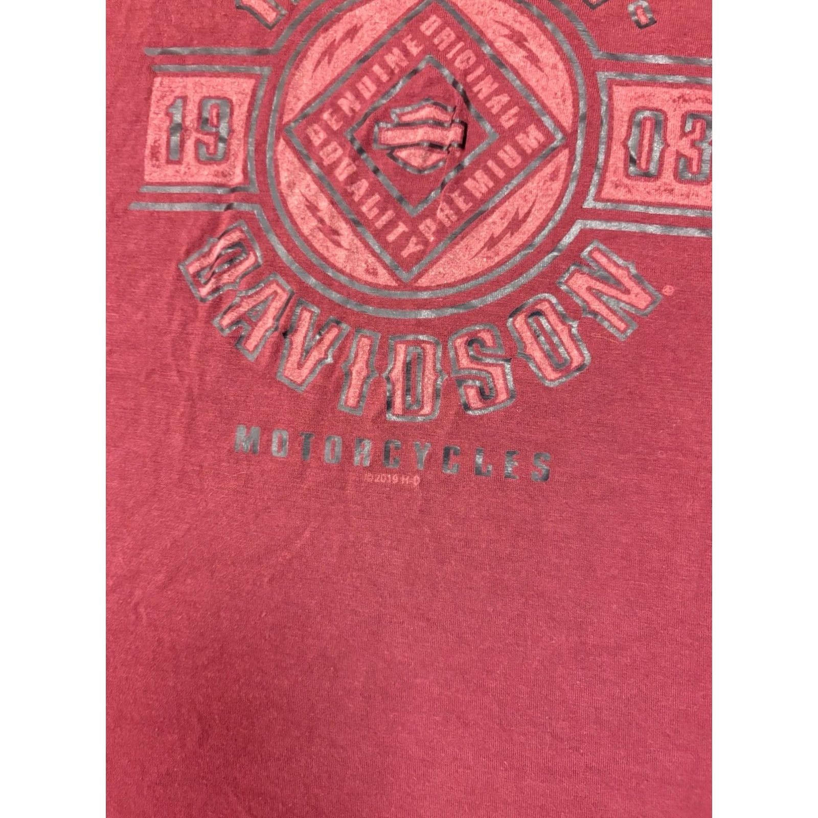 Harley Davidson VINTAGE Harley-Davidson Womens T-Shirt Marble Maroon Woodstock Illinois Size M Regular Short Sleeve Scoop Neck Pullover Casual Basic American Style Size M / US 6-8 / IT 42-44 - 6 Thumbnail