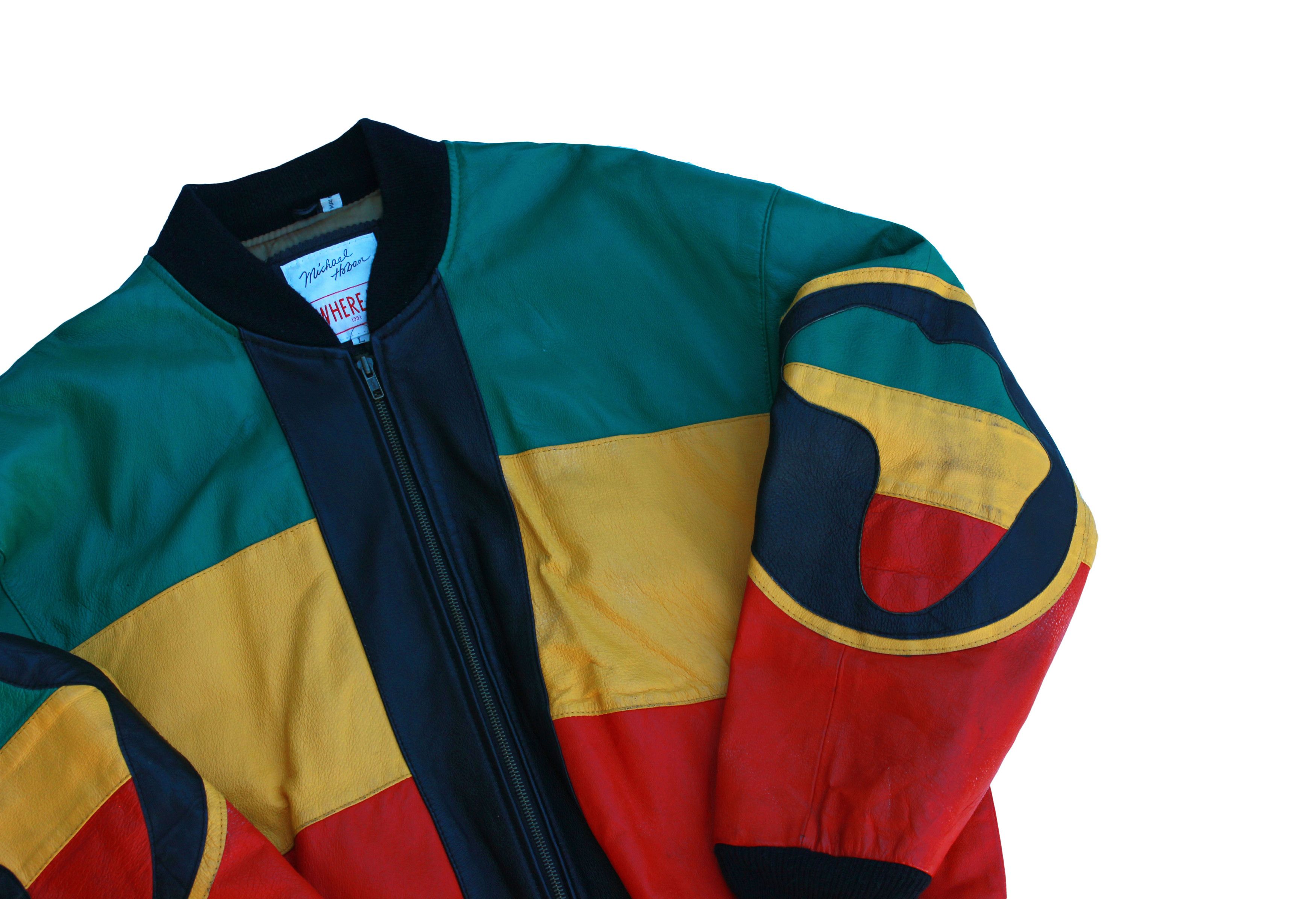 Michael Hoban 1991 MICHAEL HOBAN WHEREEMI RASTA LEATHER JACKET Size US L / EU 52-54 / 3 - 2 Thumbnail