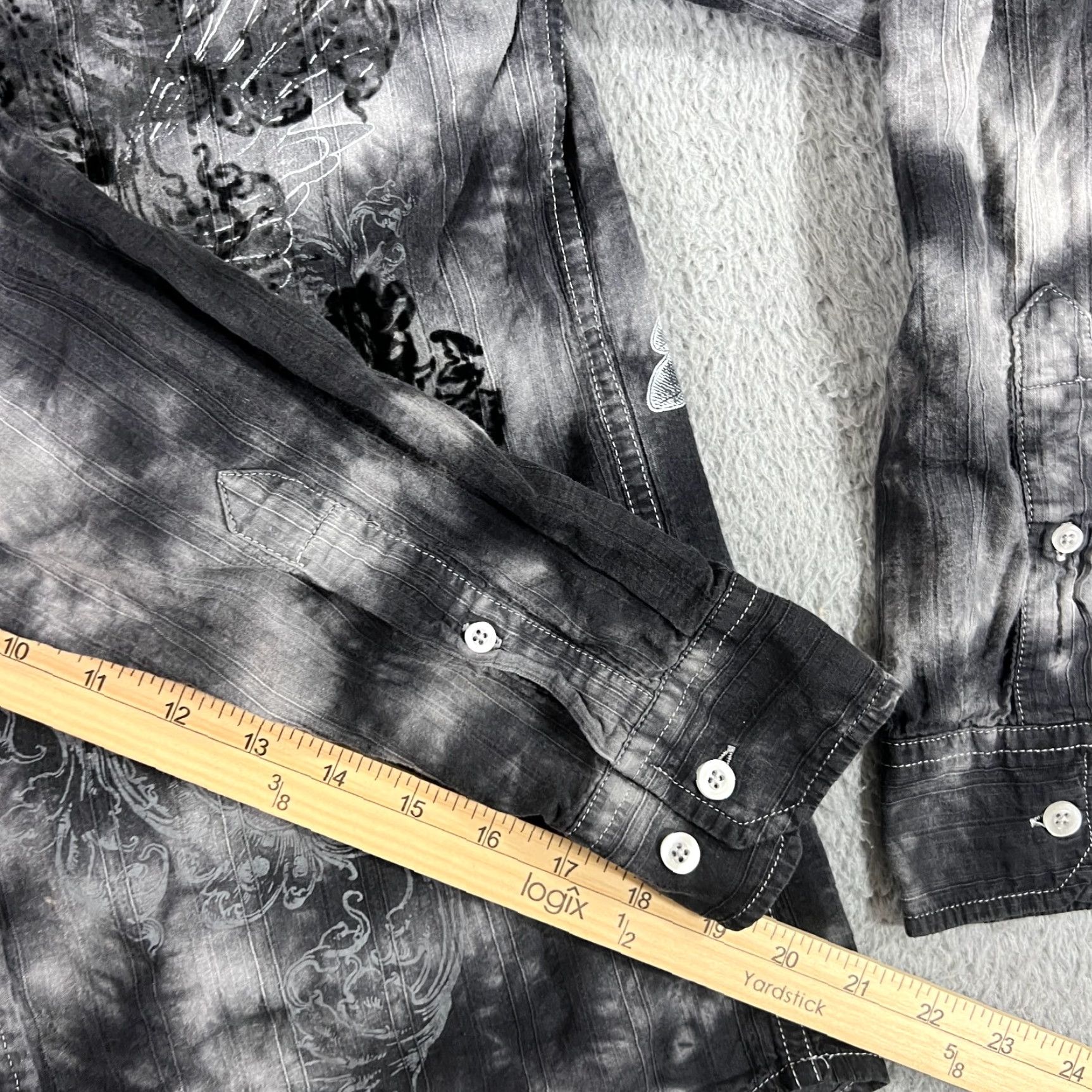 Etro VINTAGE Helix Button Up Shirt Gray Mens Small Long Sleeve Graphic Print Grunge Cybergoth Size US S / EU 44-46 / 1 - 6 Thumbnail