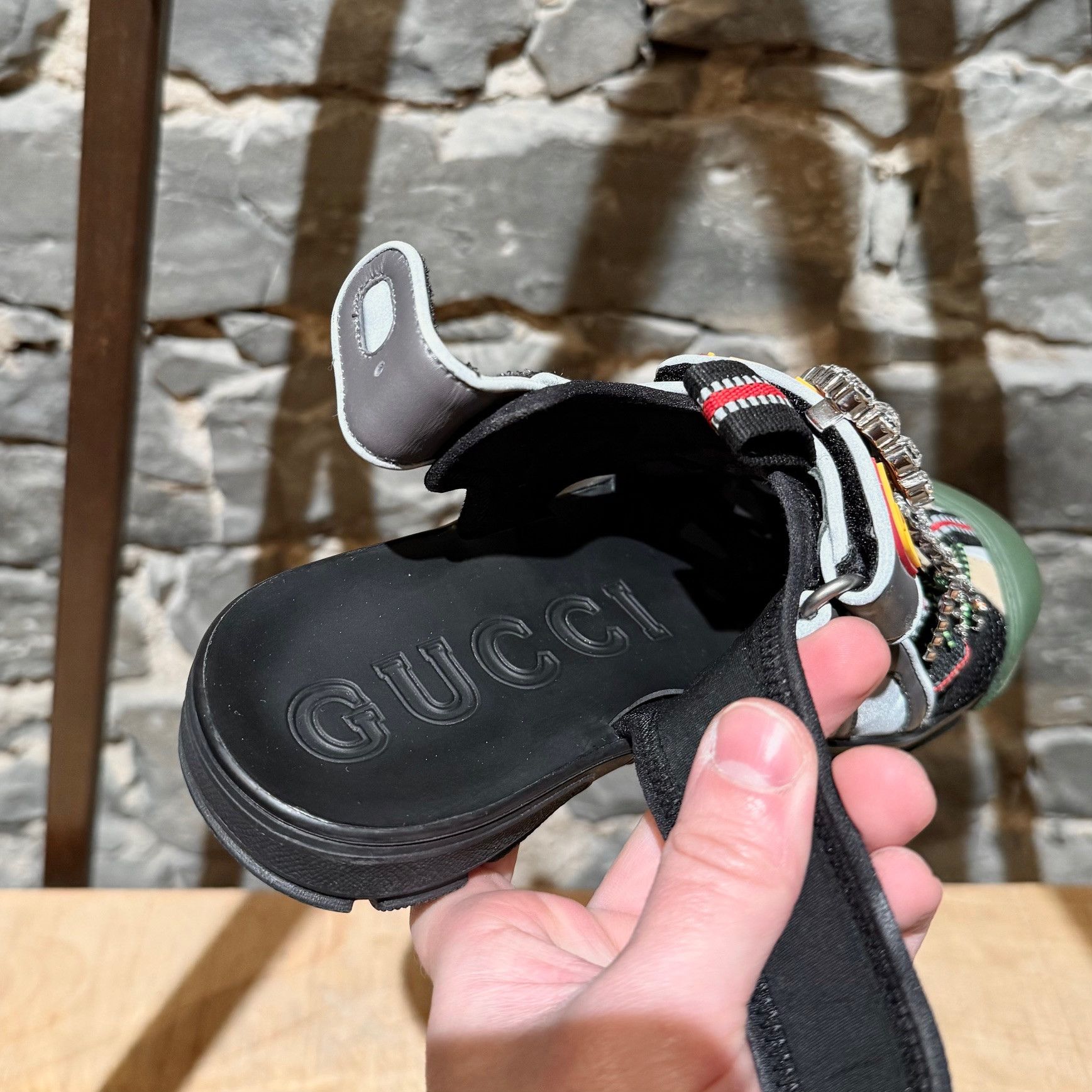Gucci Gucci Black Tinsel Mesh Crystal Charm Sport Sandals Size US 6 / IT 36 - 11 Thumbnail