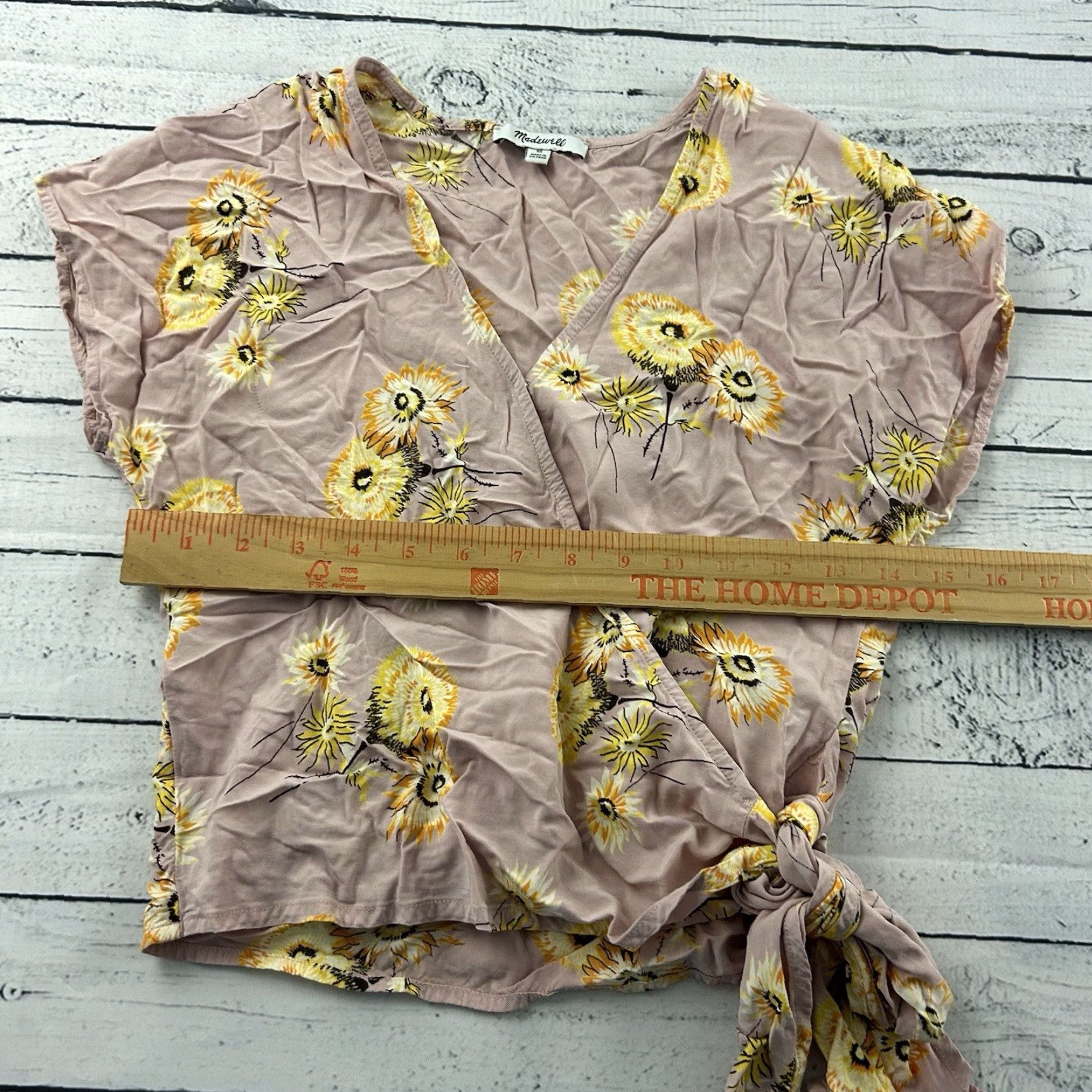 Madewell Madewell Cross Front Floral Short Sleeve Top Women XS Pink Size XS / US 0-2 / IT 36-38 - 4 Thumbnail