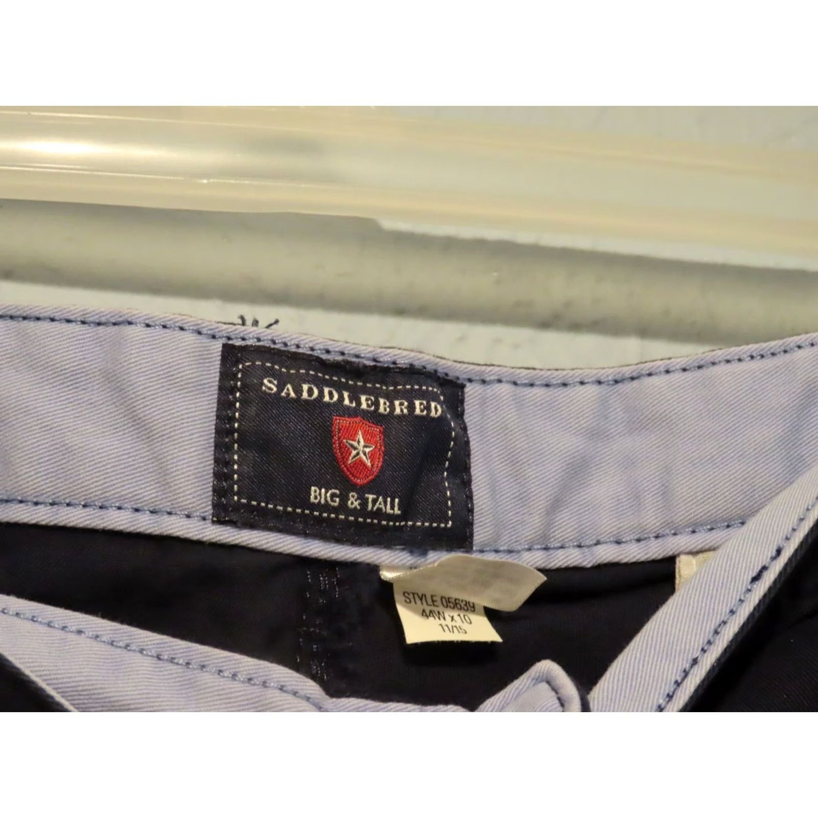 Vintage Saddlebred Shorts Chinos Mens 44W Big & Tall Navy Blue Flat Front Zip Pocket Slim Inseam 10" Cotton Denim Casual Travel Summer Modern Size US 44 / EU 60 - 3 Thumbnail