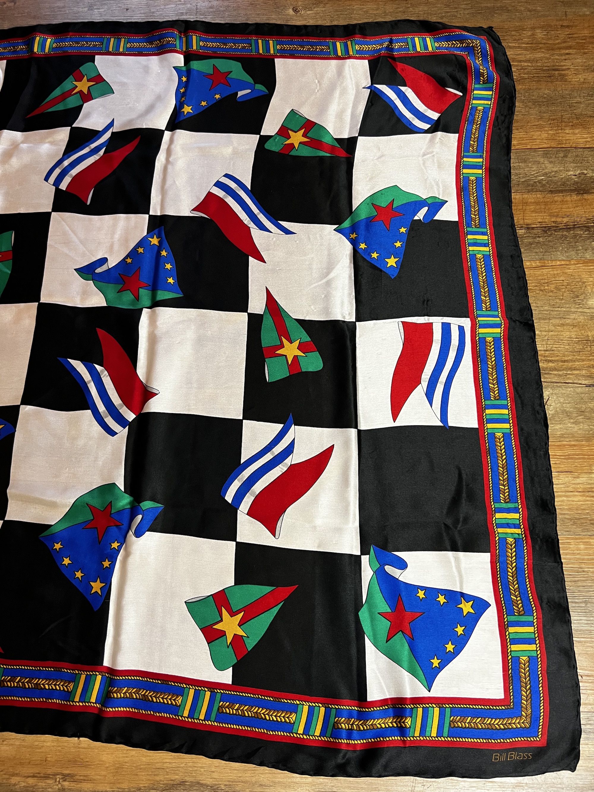 Bill Blass Vintage 1980's-1990's Bill Blass Branded Flag Print Scarf Size ONE SIZE - 3 Thumbnail