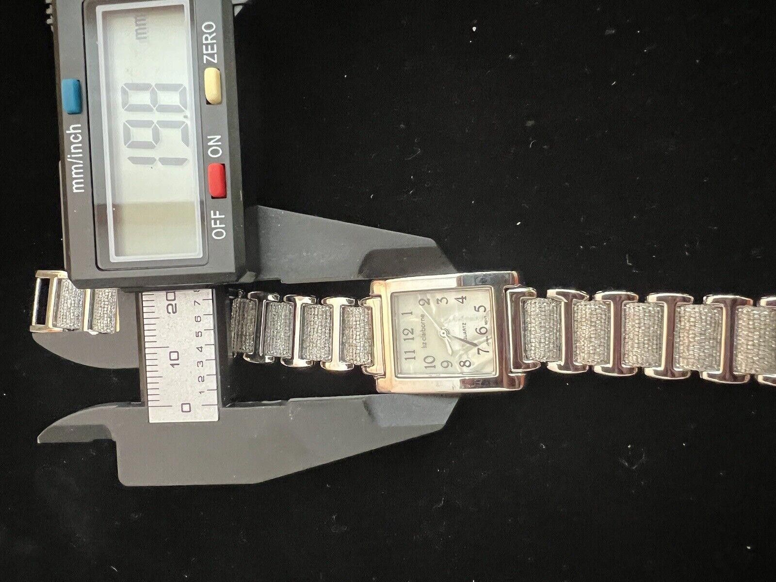 Designer Liz Claiborne Silver Tone Watch MOP Rhinestones New Battery Size ONE SIZE - 2 Thumbnail