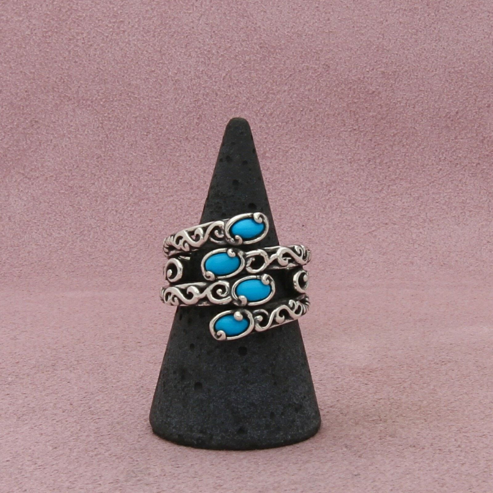 Sterling Silver carolyn pollack sterling silver turquoise scroll ring size 8 Size ONE SIZE - 1 Thumbnail