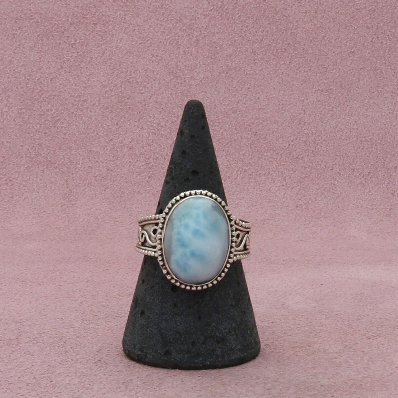 Sterling Silver sterling silver beaded scroll blue larimar ring size 8.75 Size ONE SIZE - 3 Thumbnail