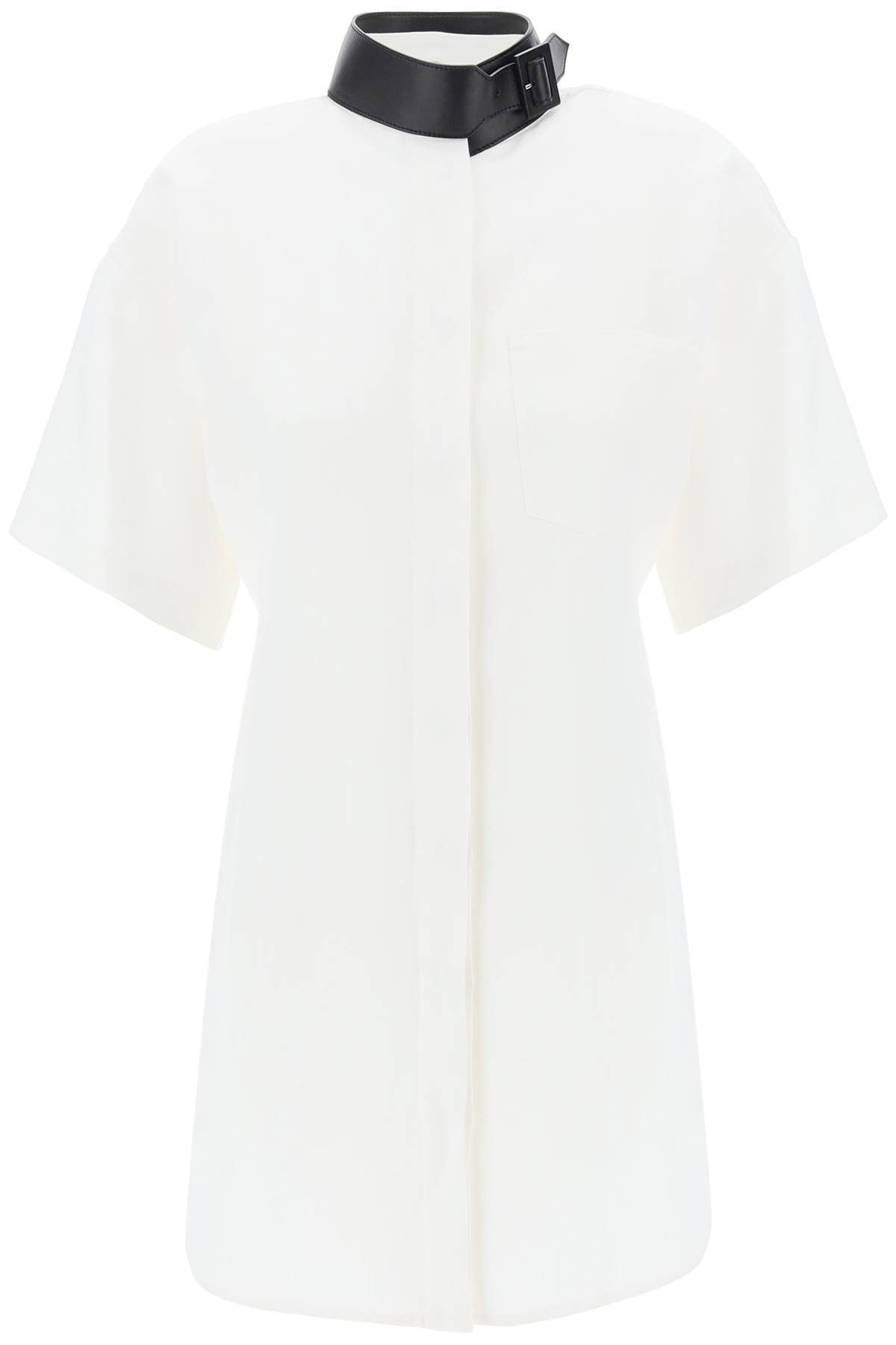image of Salvatore Ferragamo Ferragamo "leather Buckle Chemisier Dress in White, Women's (Size Small)