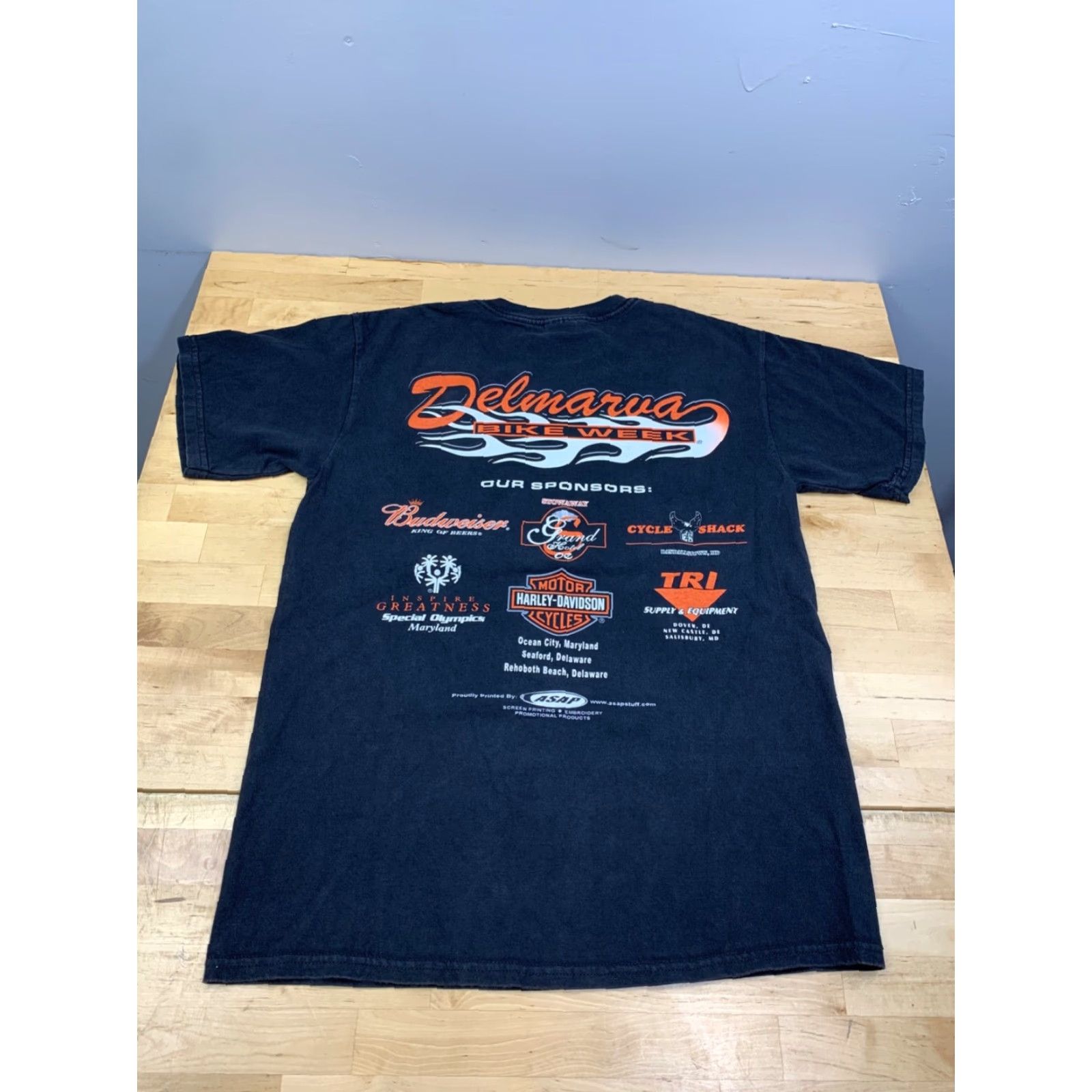 Harley Davidson VINTAGE Harley Biker Mens M Black 15522 Y2K Bike Week Ocean City MD Size US M / EU 48-50 / 2 - 7 Thumbnail
