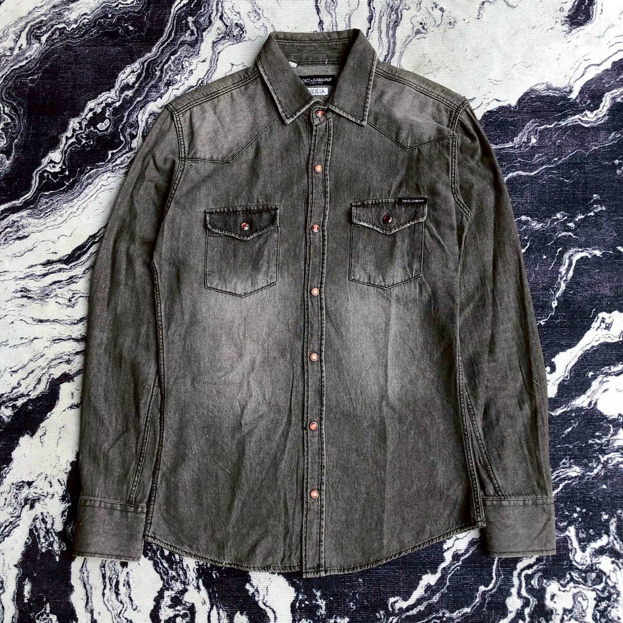 Dolce & Gabbana Dolce & Gabbana Sicilia Grey Denim Shirt Size S / US 4 / IT 40 - 1 Thumbnail