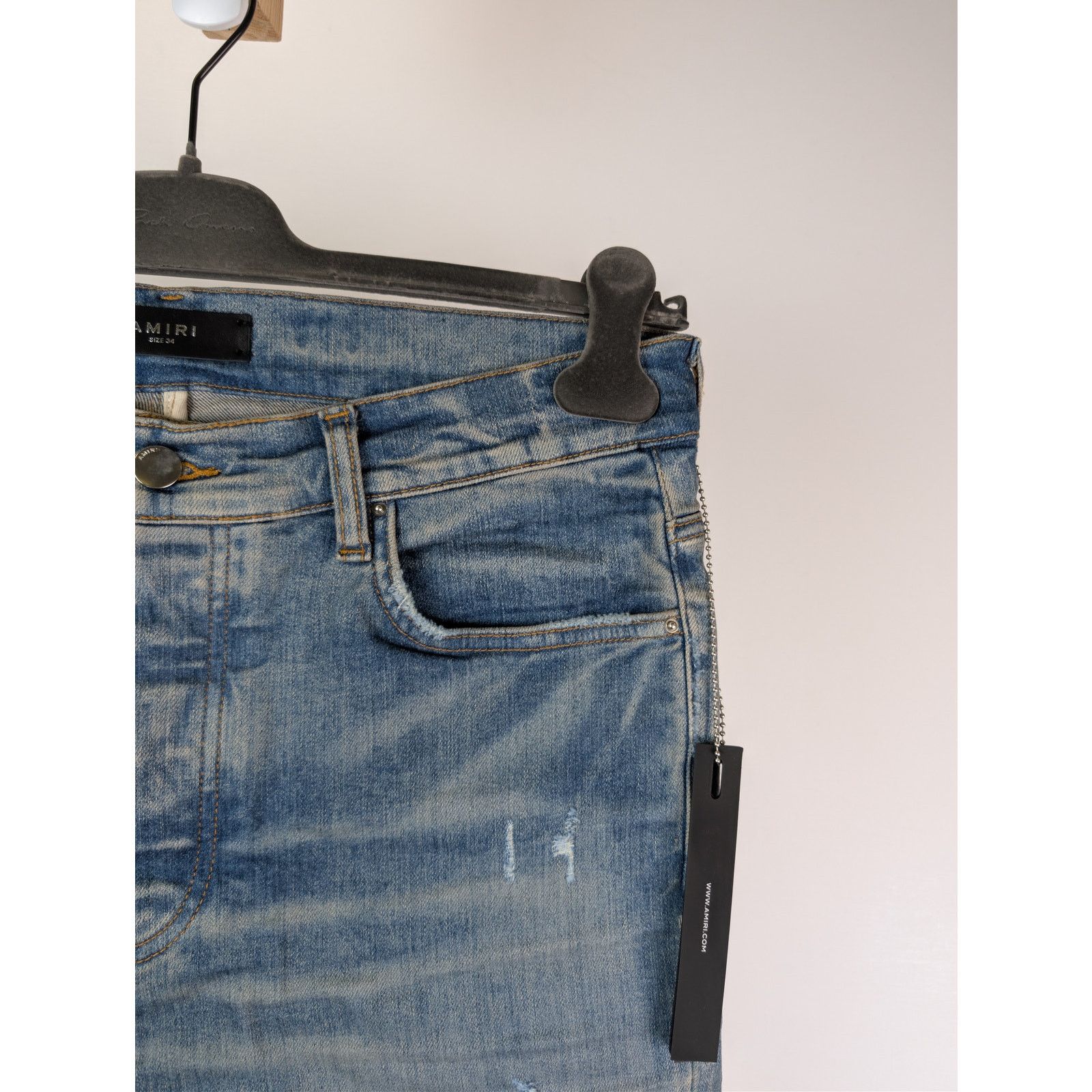 Amiri o1rshd1 Distressed Amiri Logo Jean Denim Jeans Size US 34 / EU 50 - 5 Thumbnail