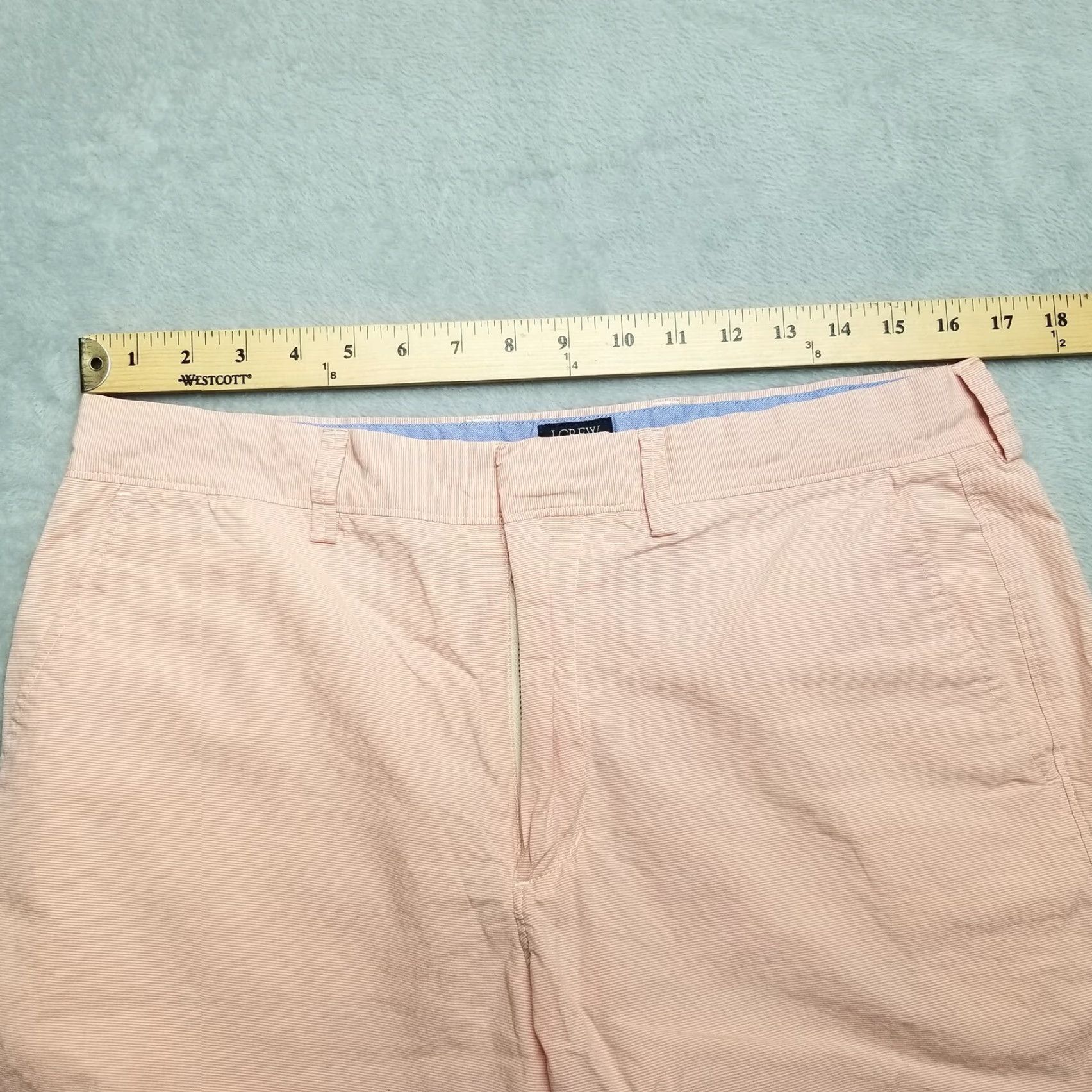 J.Crew J.CREW Shorts Mens 33 Pink Striped Gramercy 100% Cotton Chino Bermuda Flat Front Shirt Beach Casual Travel Mens Size US 33 - 5 Thumbnail