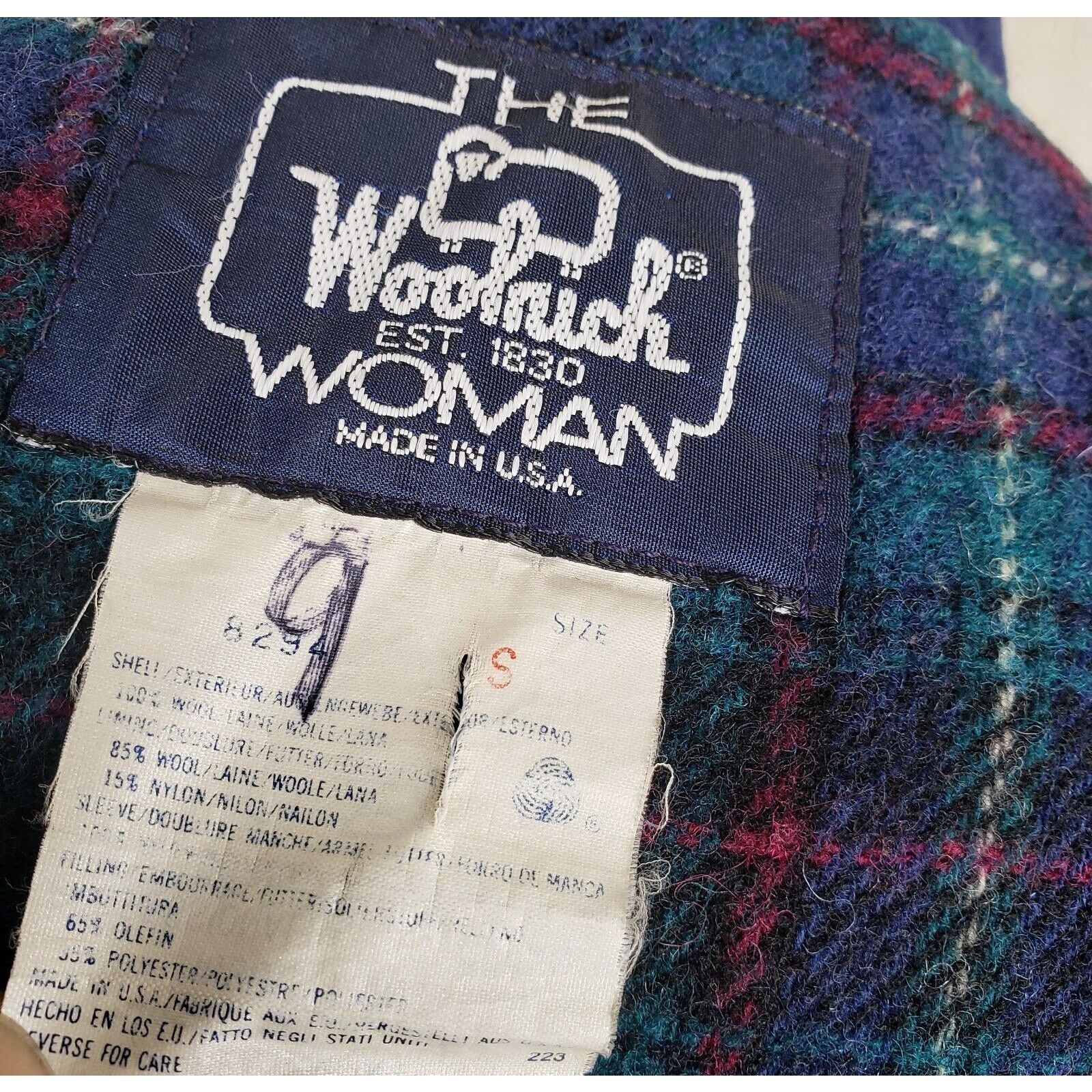 Woolrich Woolen Mills Vtg Woolrich Woman Cobalt Plaid Lined Wool Car Coat Peacoat Size S / US 4 / IT 40 - 7 Thumbnail