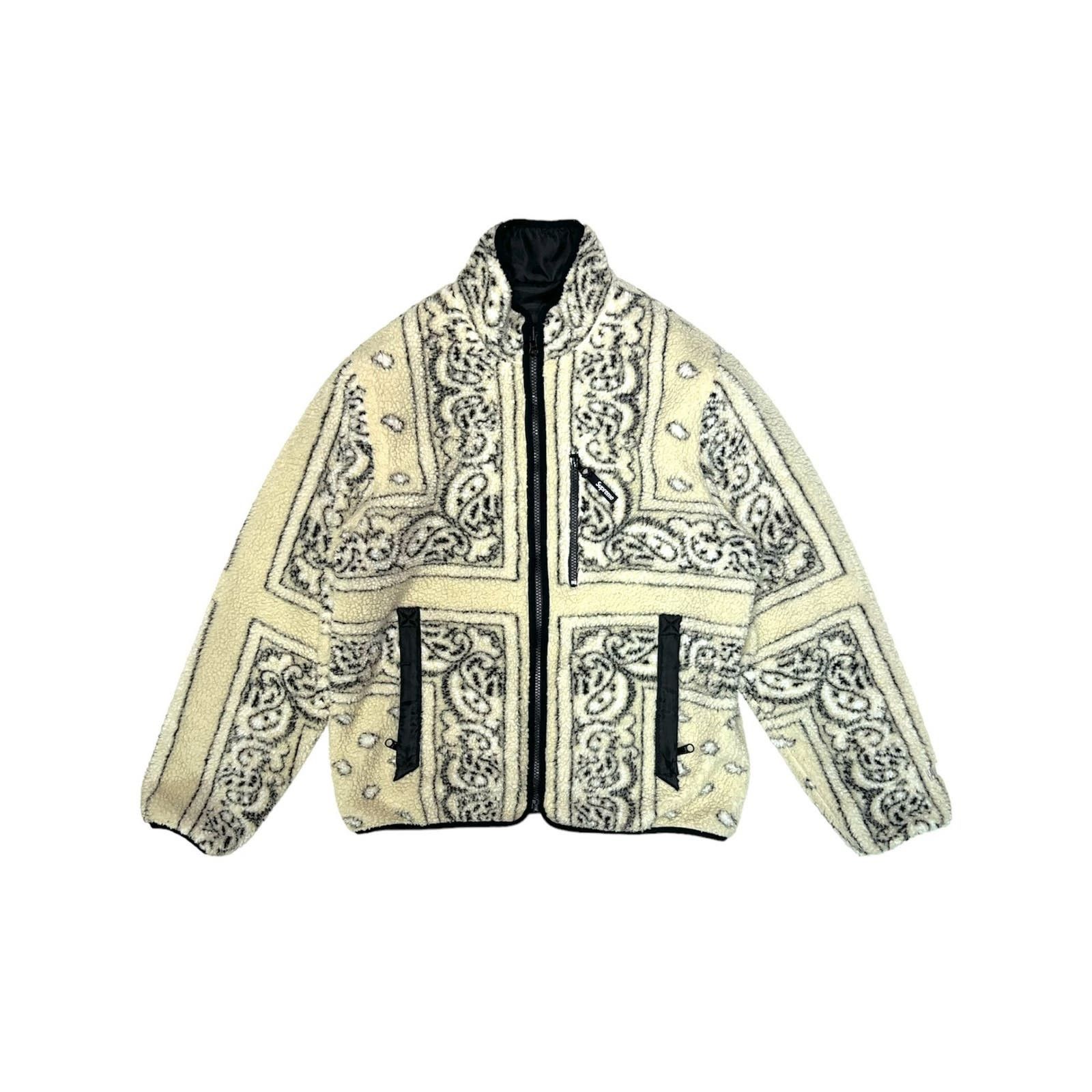 Image of Supreme Bandana Paisley Windstopper Fleece Jacket in Cream, Men's (Size Small)