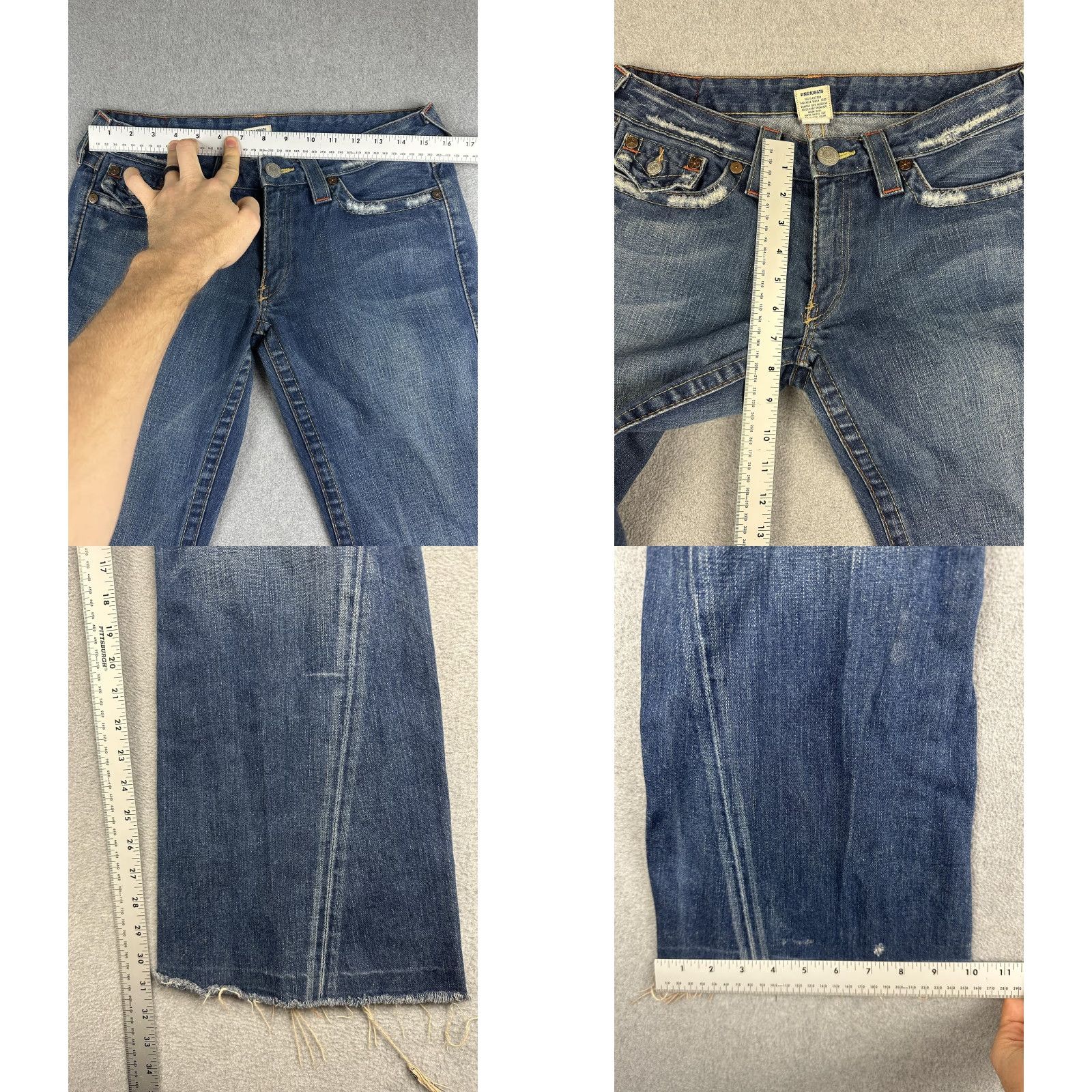 True Religion VINTAGE True Religion Jeans Womens 30 Blue Medium Wash Low Rise Flare Distressed Joey Way? Size 30" / US 8 / IT 44 - 8 Thumbnail