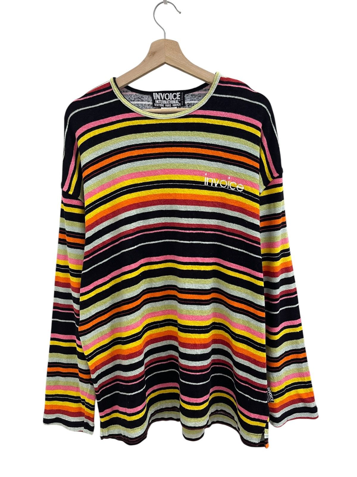 Japanese Brand Invoice Disco Stripe Wool L/S Shirt Size US XL / EU 56 / 4 - 1 Thumbnail