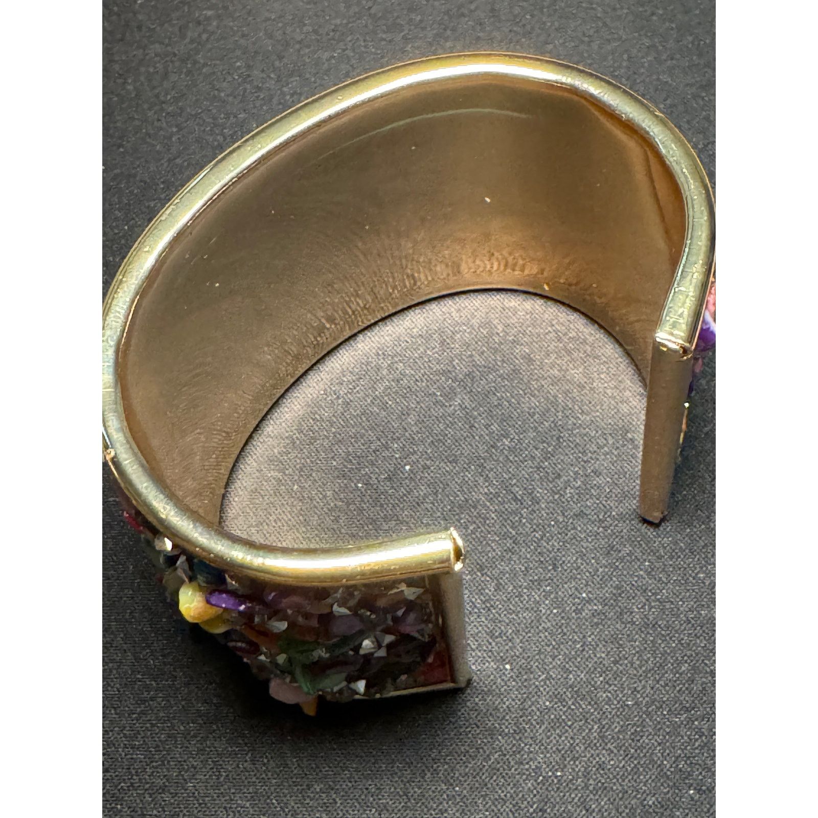 Other Gold Plated Rainbow Gemstones Crystals Cuff Bracelet 7in Size ONE SIZE - 3 Thumbnail