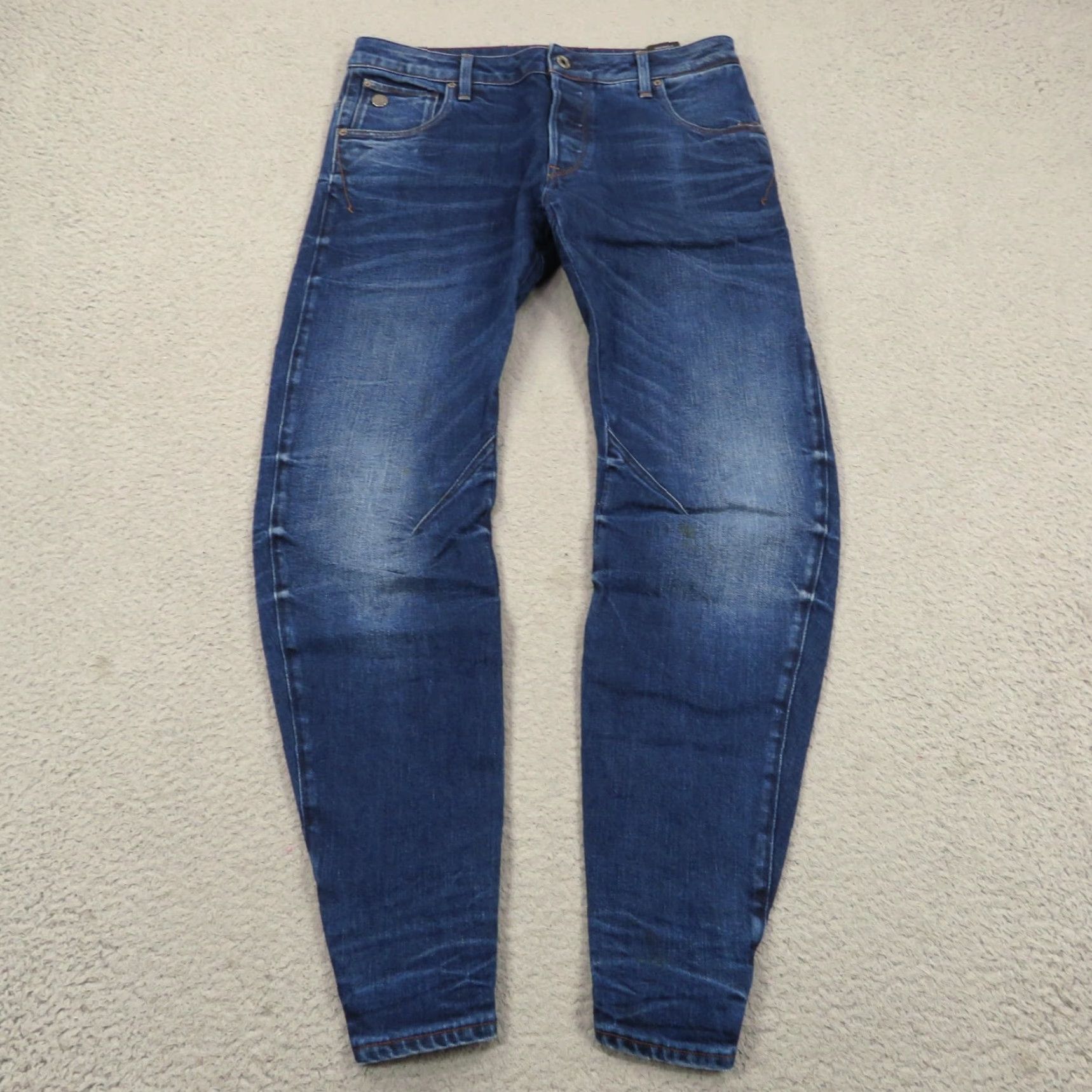 G-Star G Star Raw Jeans Men 32x32 ARC 3D Slim Dark Wash Indigo Fades Button Fly Stretch Jeans 32 Slim Blue Mens Size US 32 / EU 48 - 4 Thumbnail