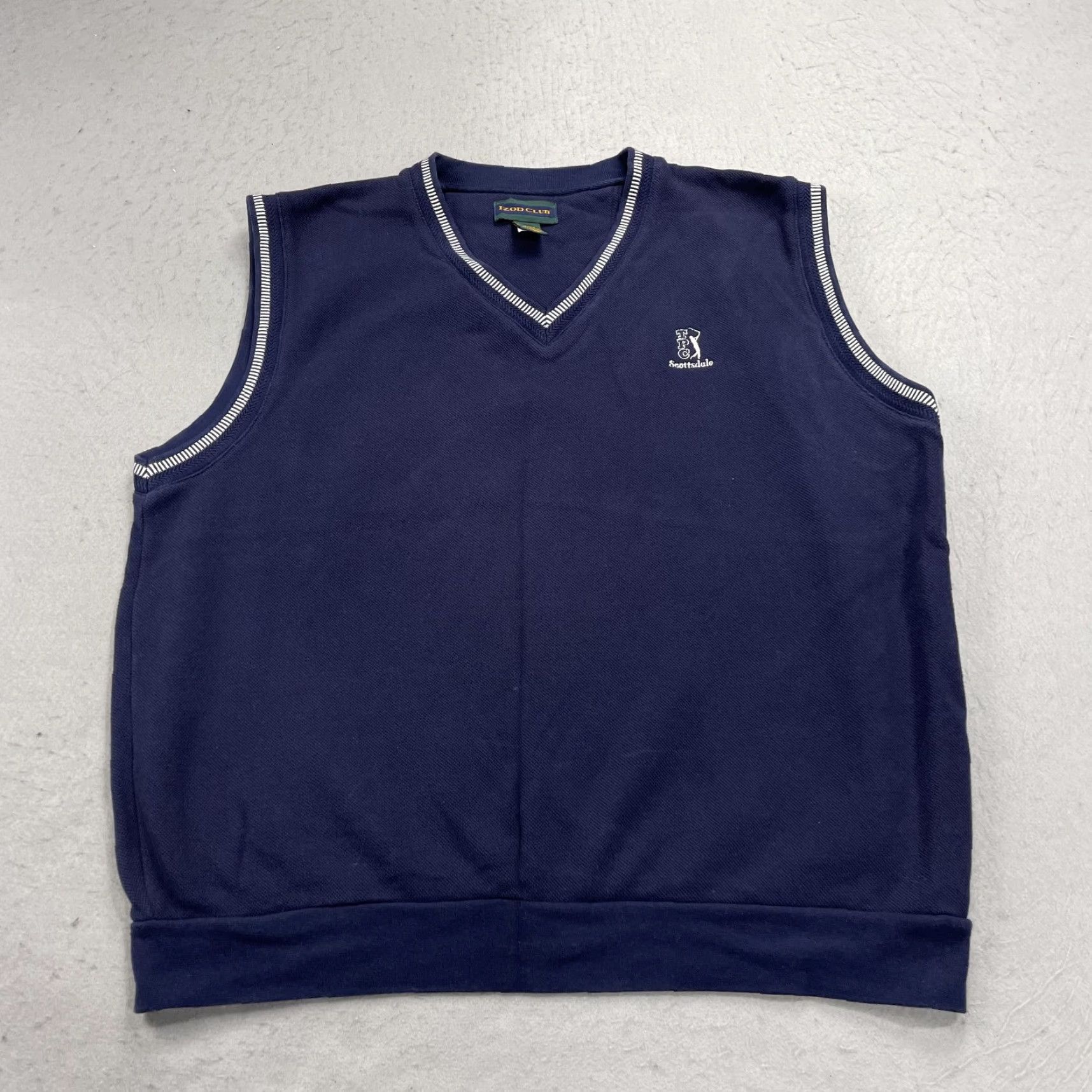 Izod VINTAGE Izod Vest Mens XL Blue 90s Golf Sleeveless Cotton Knitted V-Neck Logo Sweater Shirt Size US XL / EU 56 / 4 - 2 Thumbnail