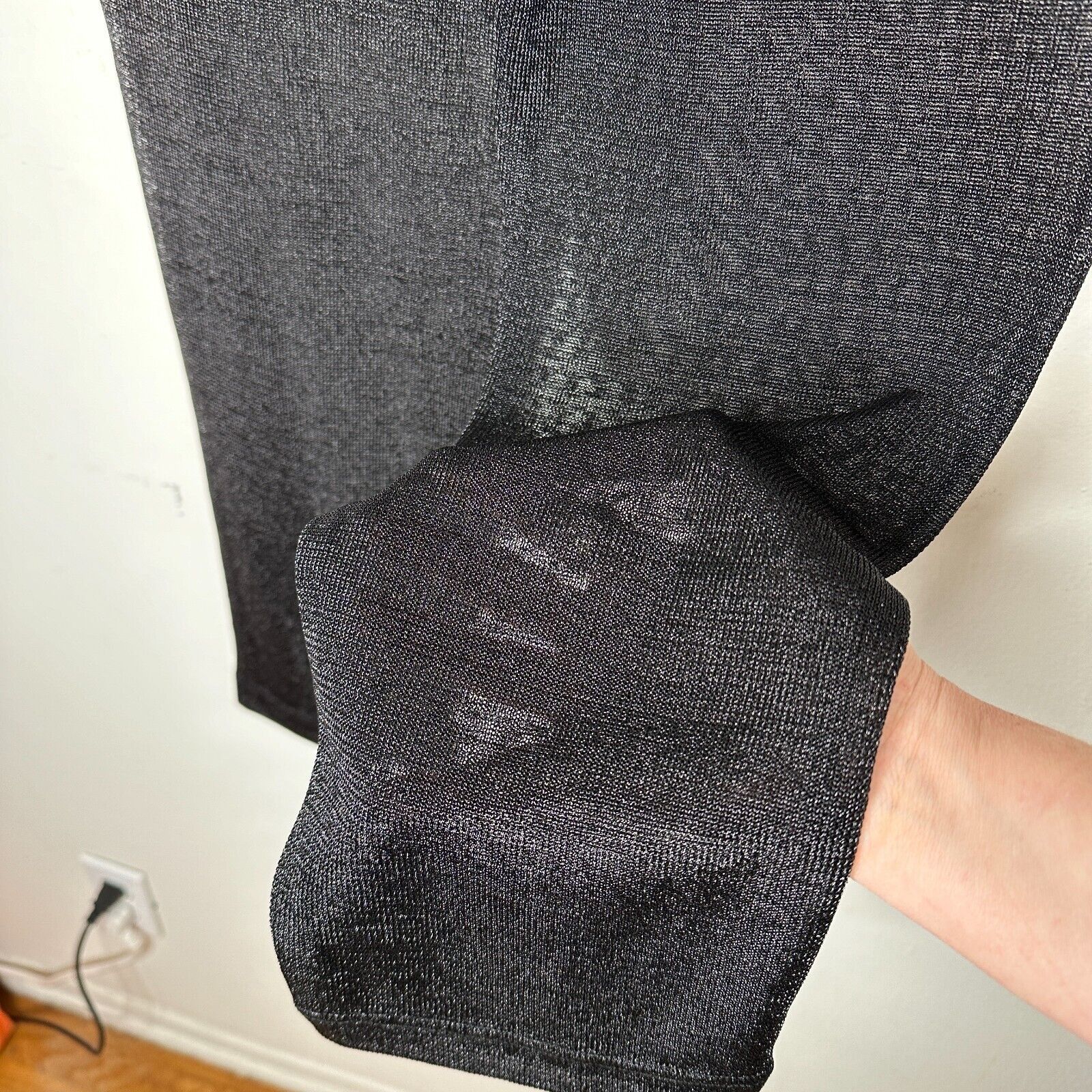 Other Elaine Field Black Shimmer Sheer Mesh Tie Waist Pants 1 Size 25" / US 0 / IT 36 - 5 Thumbnail