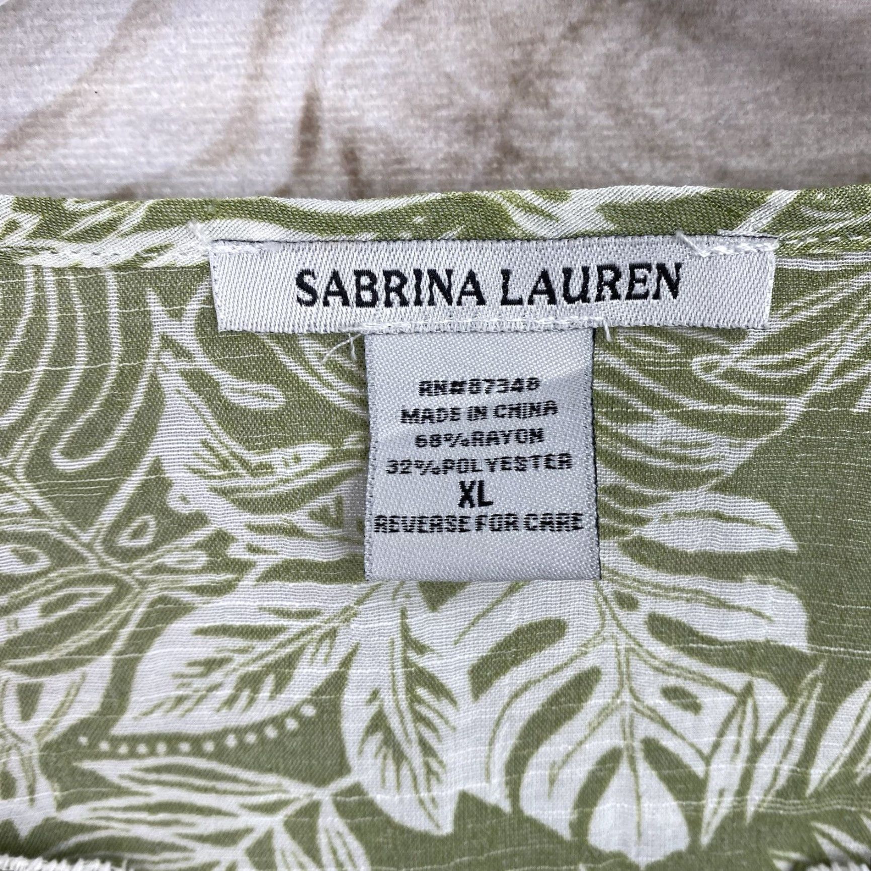 Vintage Sabrina Lauren Top Womens XL Green Floral Tropical Lightweight Crochet V Neck Size XL / US 12-14 / IT 48-50 - 3 Thumbnail