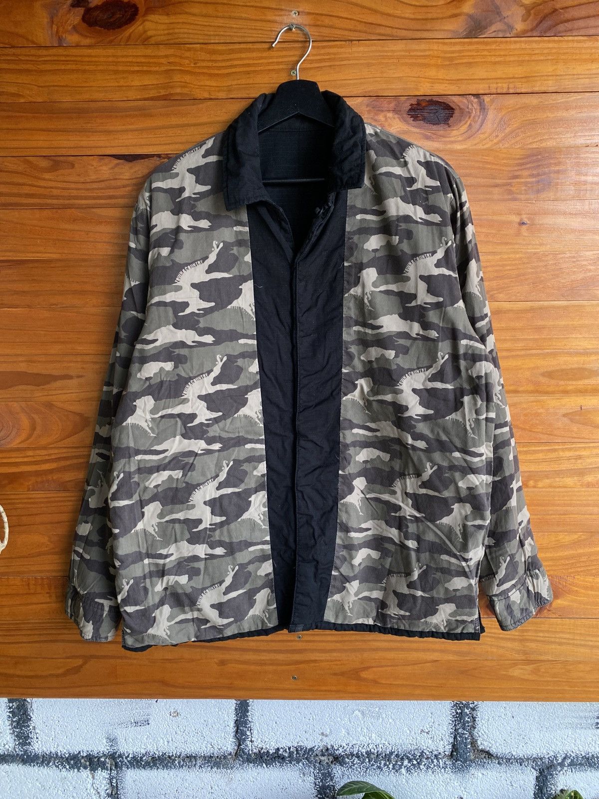 Vintage Town & Country Reversible Camouflage Jacket Black Surfwear Size US L / EU 52-54 / 3 - 10 Thumbnail