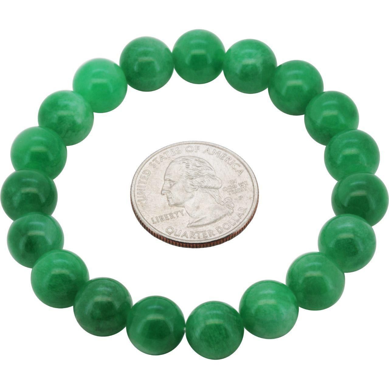 Other 10mm Jade Gemstone Beaded Stretch Bracelet 7.5" Size ONE SIZE - 1 Preview