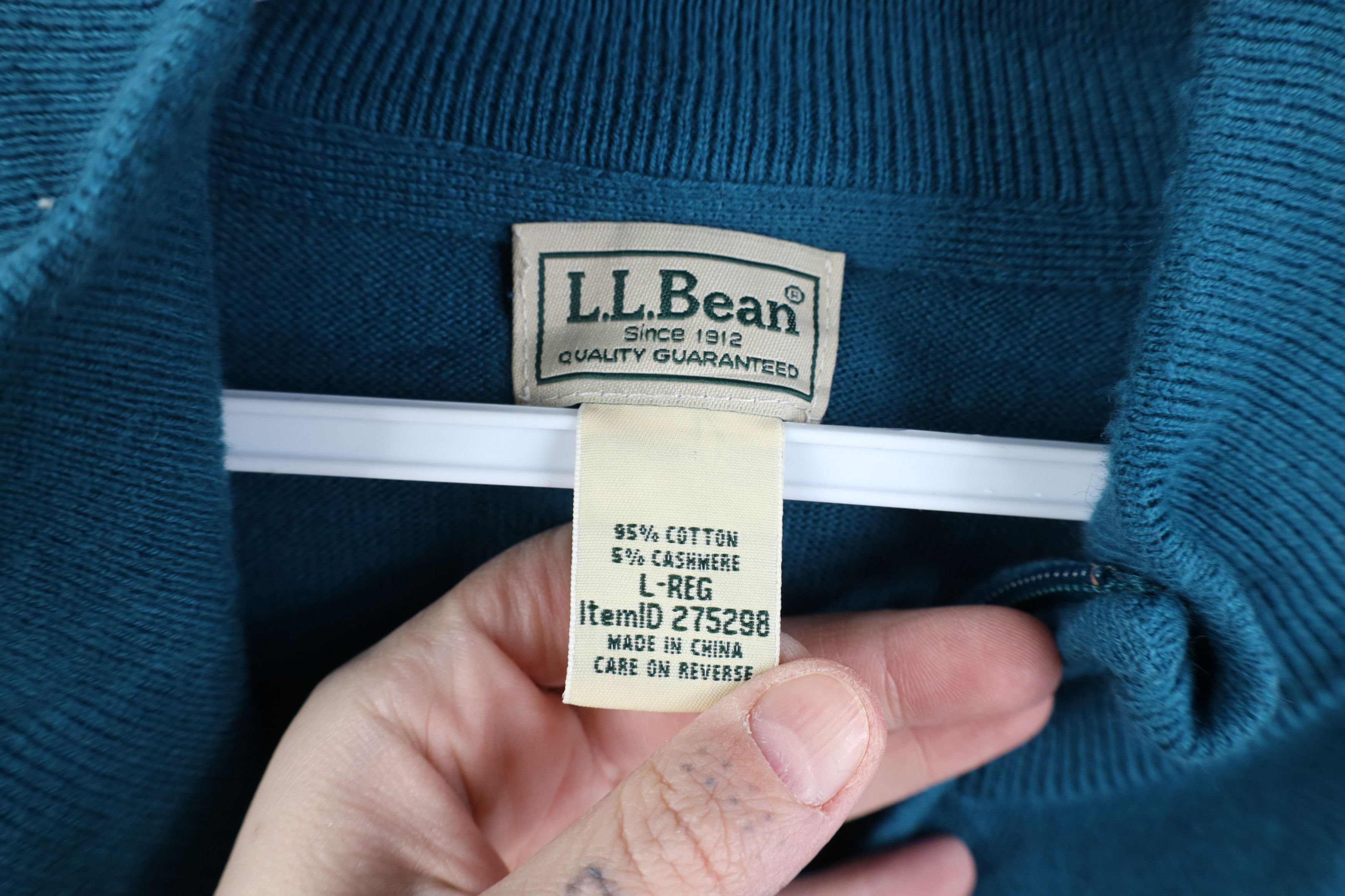 L.L. Bean Vintage LL Bean Cotton Cashmere Ribbed Knit 1/4 Zip Sweater Size US L / EU 52-54 / 3 - 6 Thumbnail
