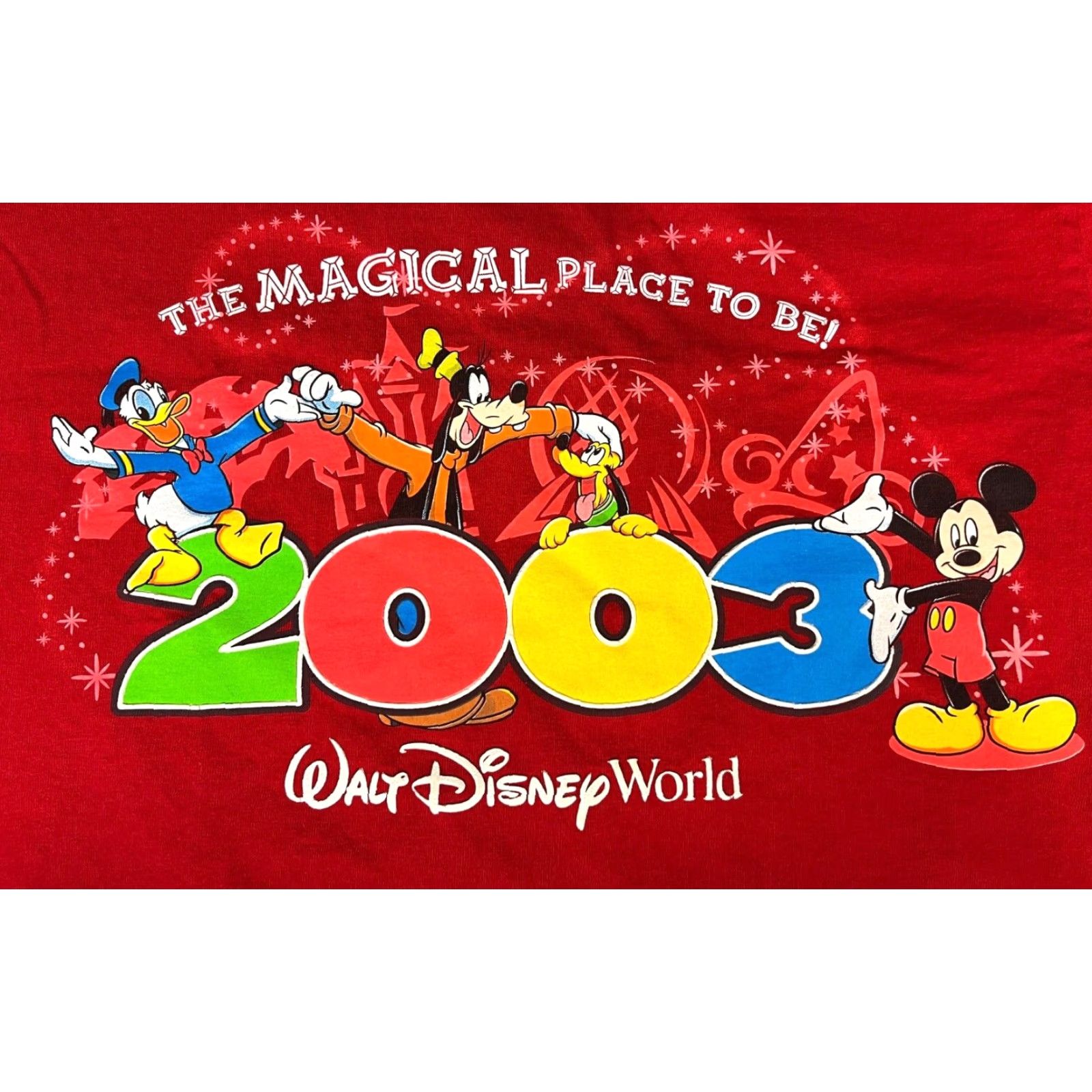 Disney VINTAGE Walt Disney World T-Shirt Unisex Adult Red 2003 Sz M Cartoon Disney Graphic Print Size US M / EU 48-50 / 2 - 3 Thumbnail