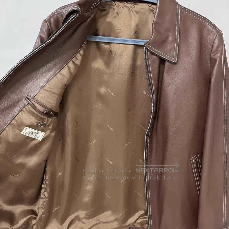 Hermes Hermes Burgundy Calfskin Jacket Size US L / EU 52-54 / 3 - 4 Thumbnail