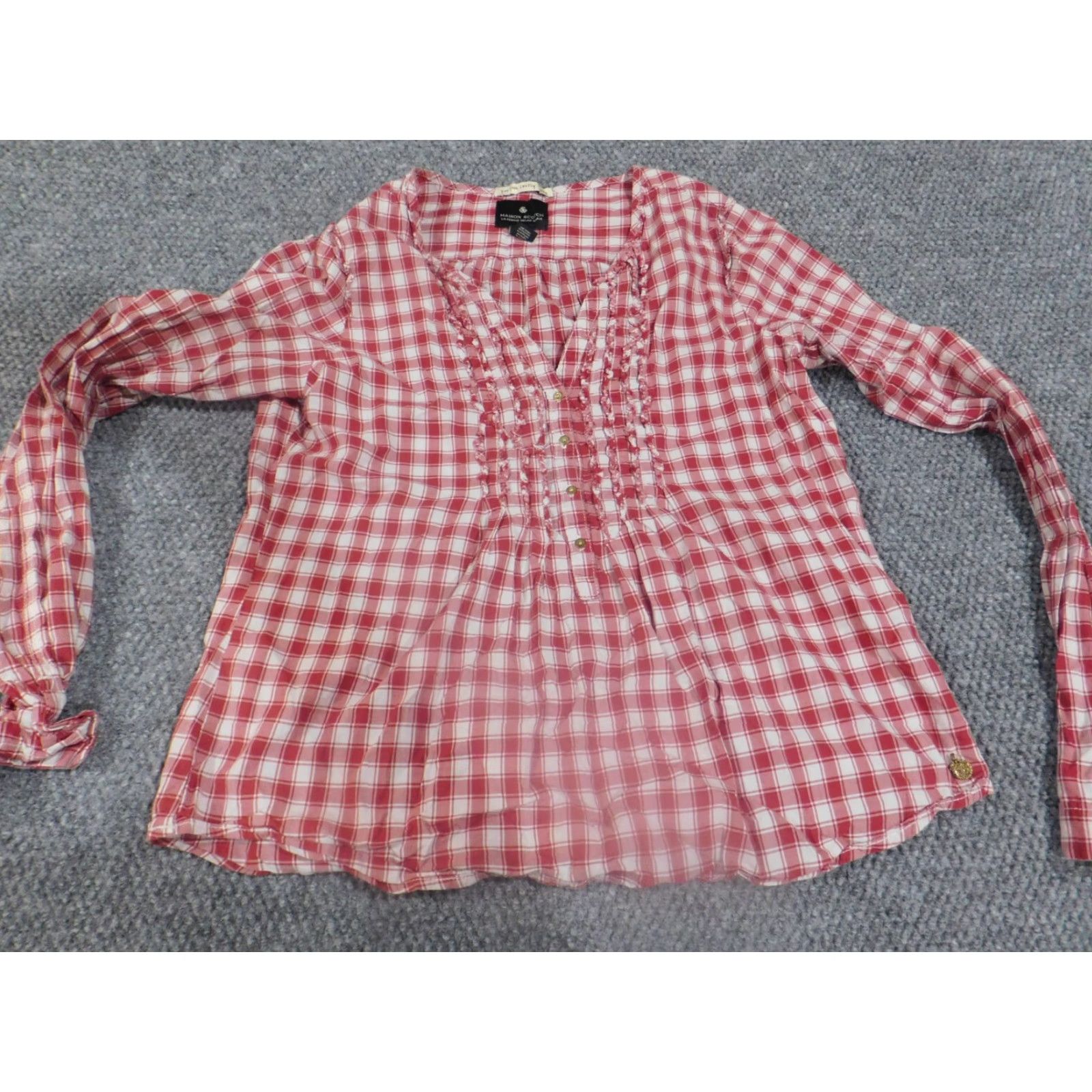 Vintage Rafaella Blouse Women Shirt Regular Size 3 Red Plaid Button Down Collared Cotton Casual Long Sleeve Size XS / US 0-2 / IT 36-38 - 3 Thumbnail