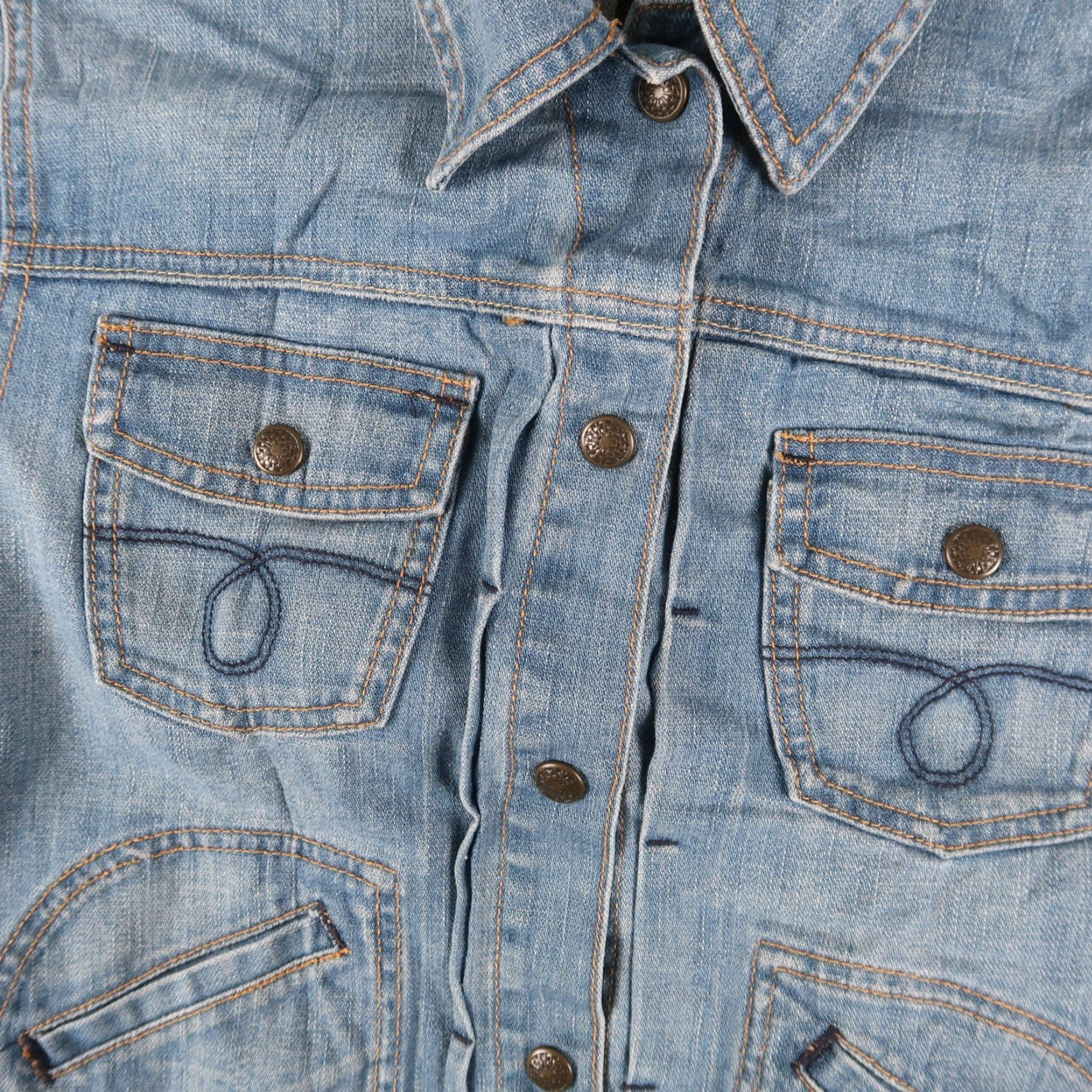 Lucky Brand VINTAGE Lucky Brand Denim Jacket Trucker Pleated Button - Womens - Size M - Blue - Regular Fit Size M / US 6-8 / IT 42-44 - 4 Thumbnail