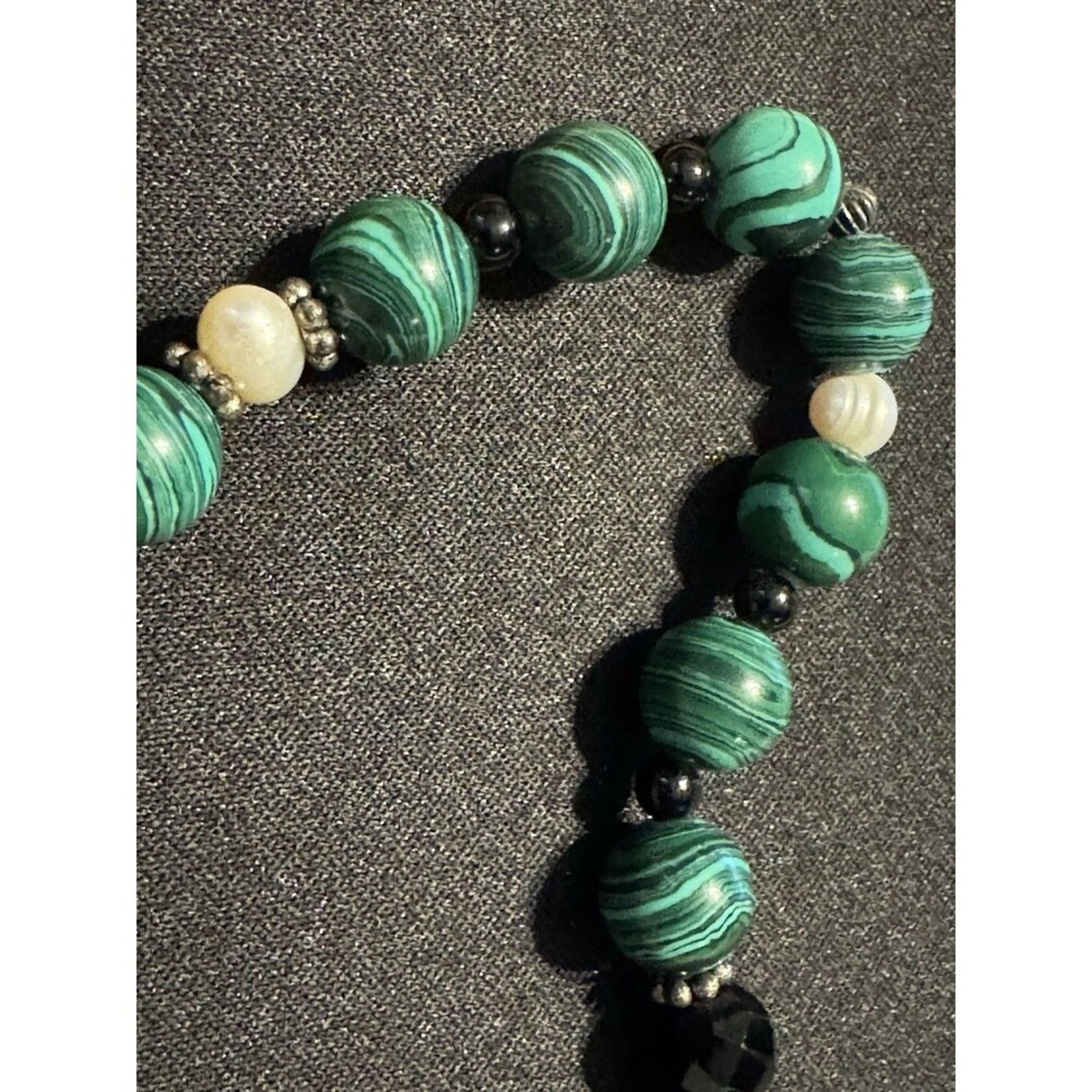 Other Malachite Onyx Pearl 18in Necklace 925 Silver Spacers Size ONE SIZE - 4 Thumbnail