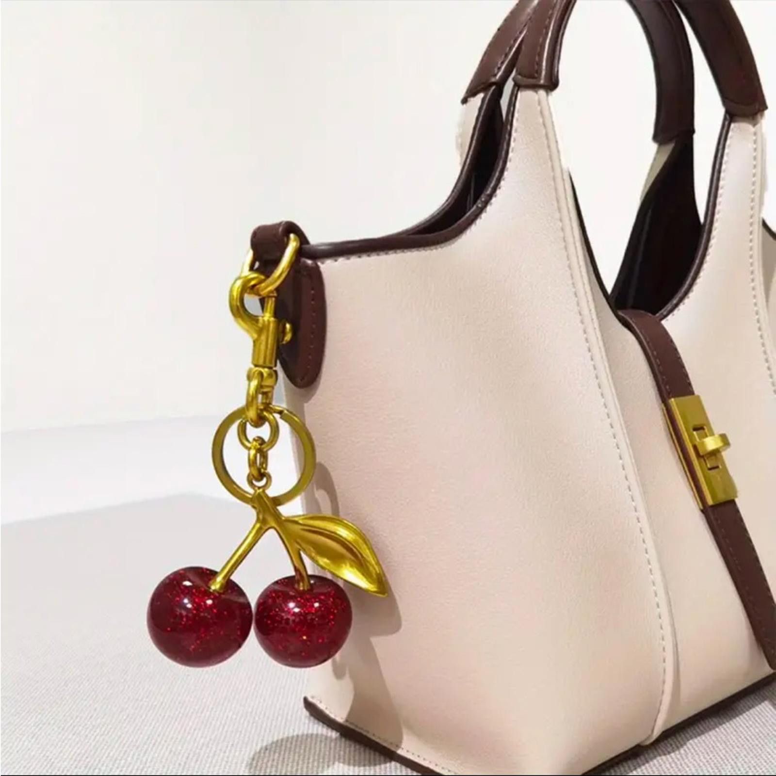 Designer Cherry Red Large Sparkle Bag Charm Size ONE SIZE - 1 Thumbnail