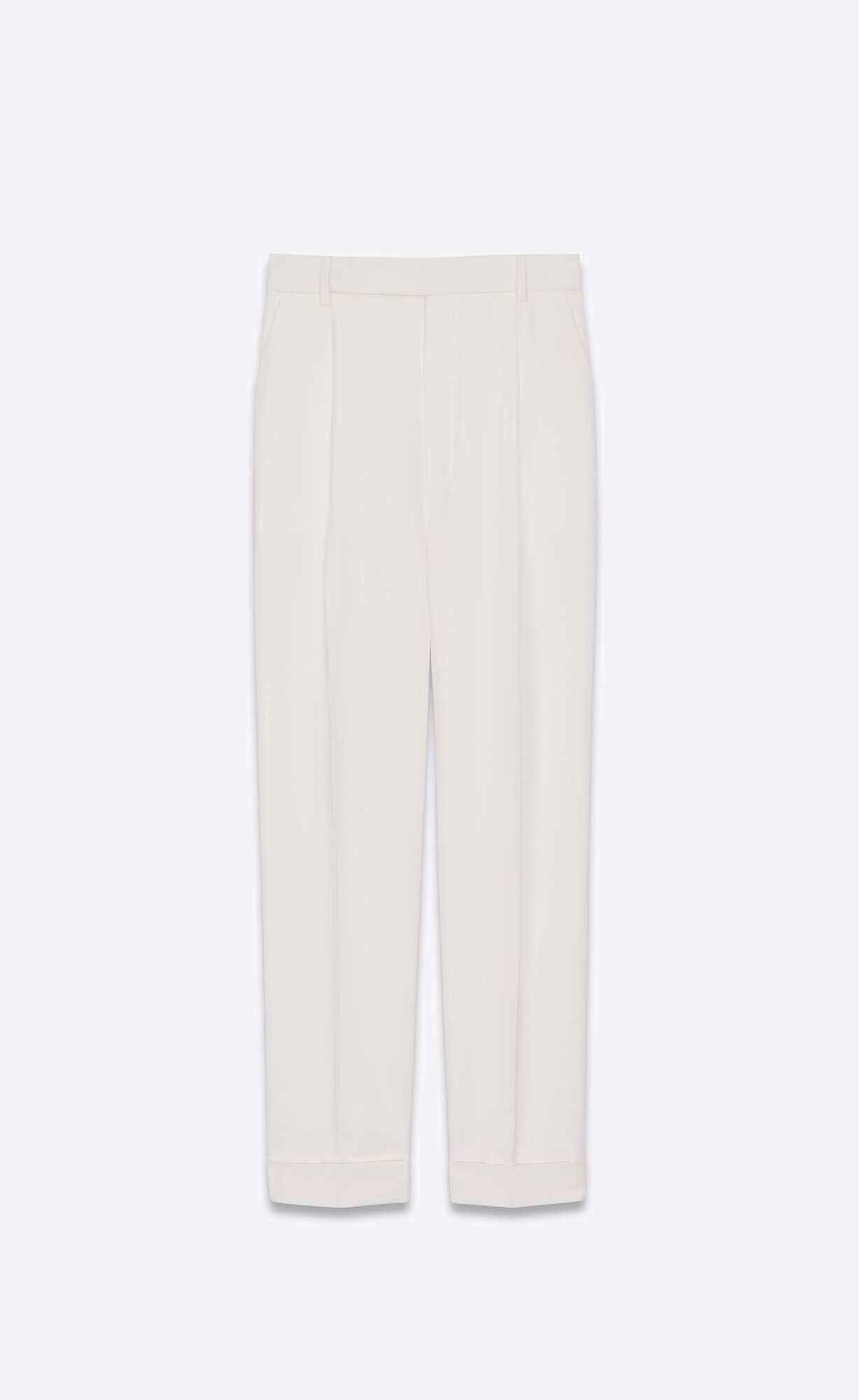 Saint Laurent Paris o1s1wg111124 Loose-fit Pants In Grain De Poudre in White Size 28" / US 6 / IT 42 - 1 Thumbnail