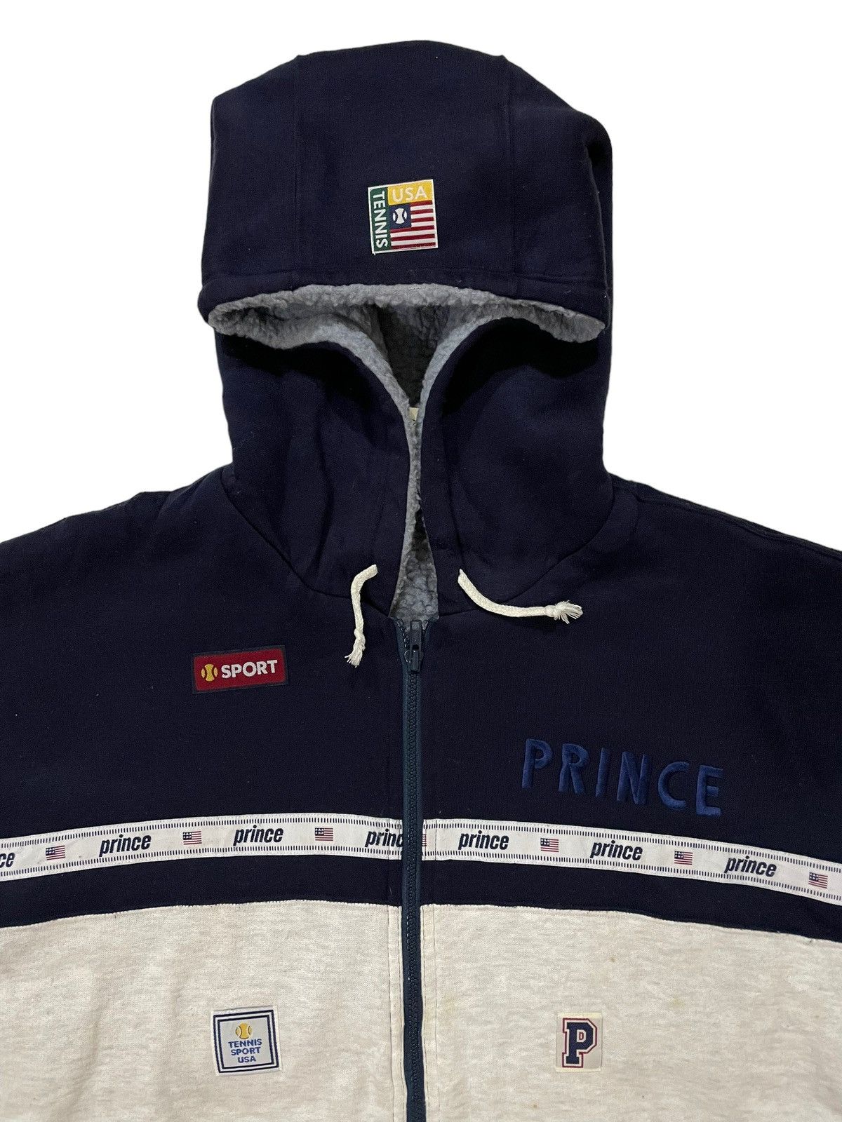 Prince × Vintage Vintage 90s Prince Tennis Faux Fleece Zip-up Hoodie Jacket Size US L / EU 52-54 / 3 - 7 Thumbnail