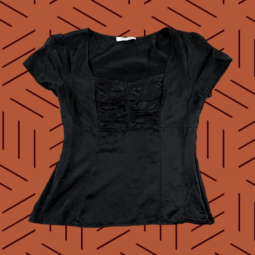 Vintage LK BENNETT Top Womens US 6/8 UK 10/12 Black Silk Blouse Sheer Square Neck Size M / US 6-8 / IT 42-44 - 1 Thumbnail