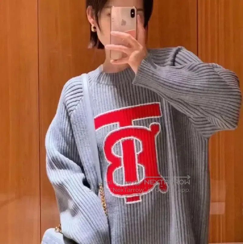 Burberry Burberry Gray Wool Knit Sweater with Logo. Size M / US 6-8 / IT 42-44 - 7 Thumbnail