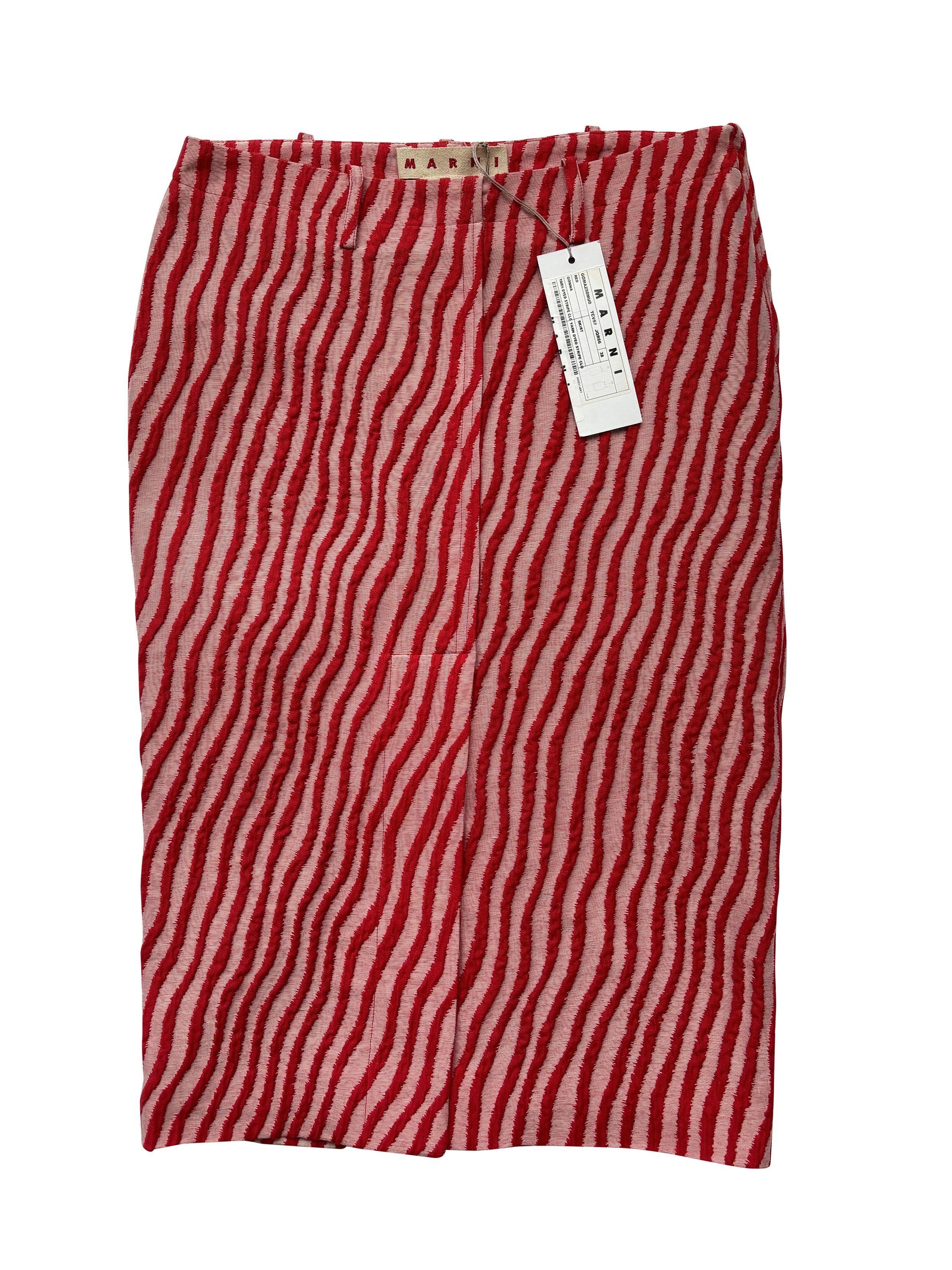 Marni ⚡️QUICK SALE⚡️Marni Red 3D Wavy Striped Front Slitted Skirt Size 28" / US 6 / IT 42 - 1 Thumbnail