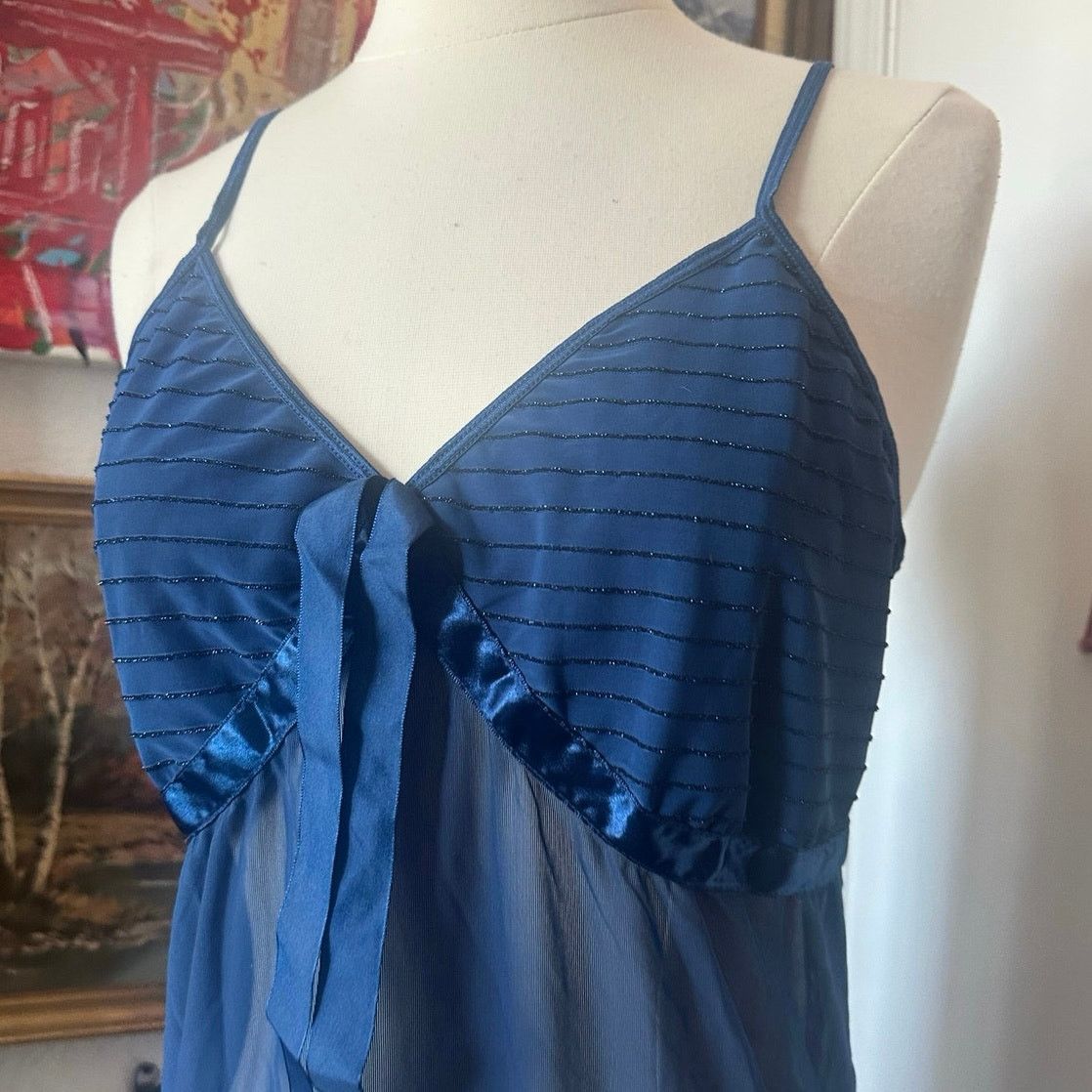 Other no brand dark blue mesh slip top bralette Size L / US 10 / IT 46 - 2 Thumbnail