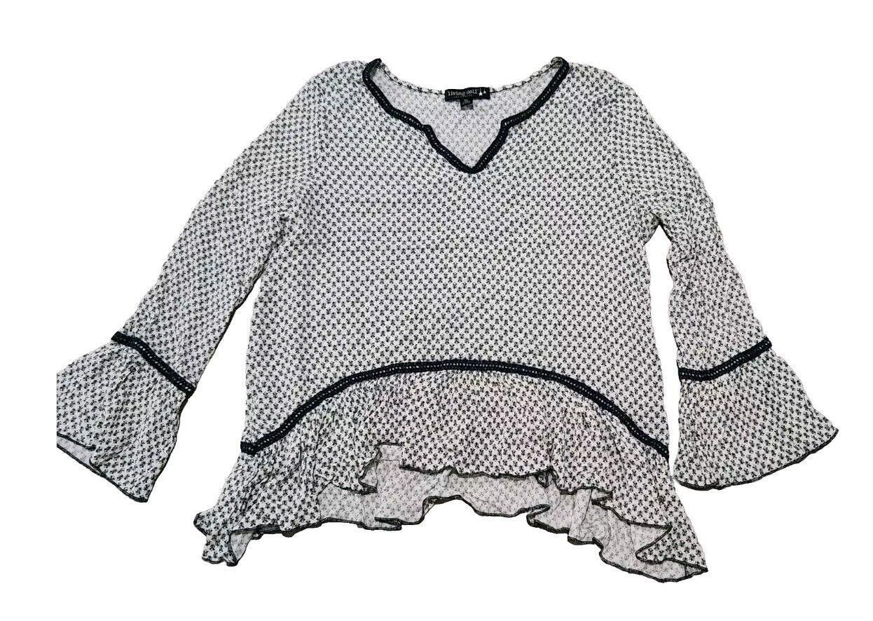 Designer Living Doll Top Extra Large Shirt Blouse Boho Long Bell Size XL / US 12-14 / IT 48-50 - 1 Thumbnail