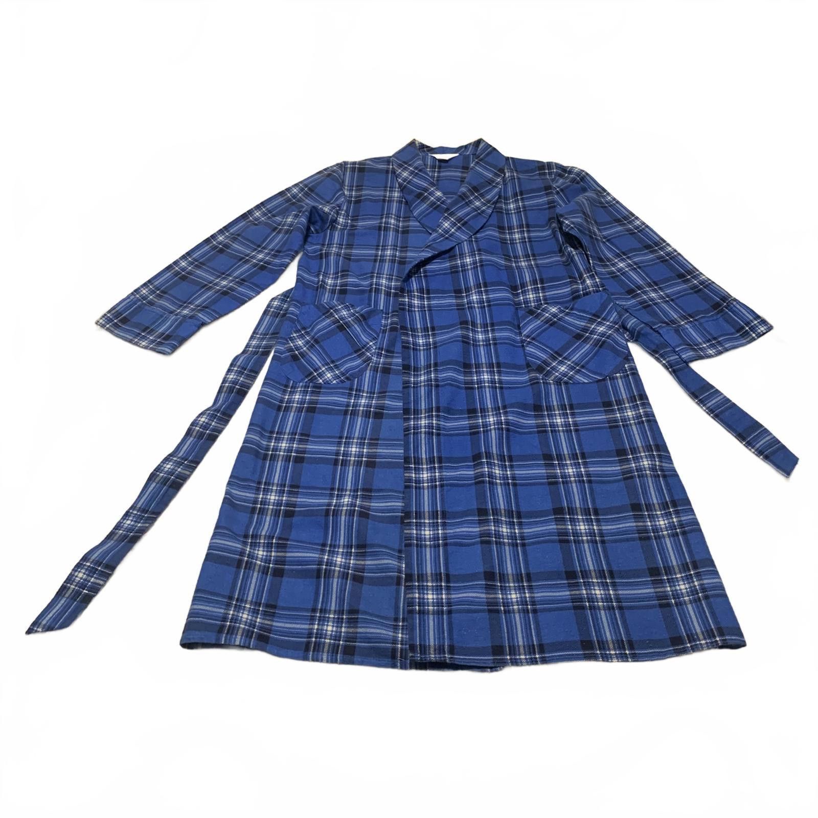Other VTG 90s Harecourt Men's M Blue Plaid Cotton Robe with Belt Size ONE SIZE - 3 Thumbnail