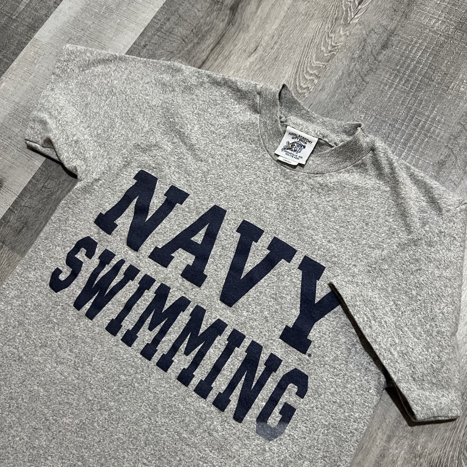 Vintage Vintage USN Swimming T Shirt Naval Academy 90s Navy T Shirt Size US S / EU 44-46 / 1 - 3 Thumbnail